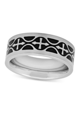 Belk & Co Men's Celtic Pattern 8mm Band in Stainless Steel, Silver