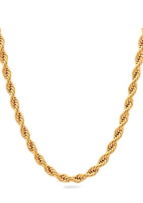 Men's Rope Link Chain Necklace in Stainless Steel