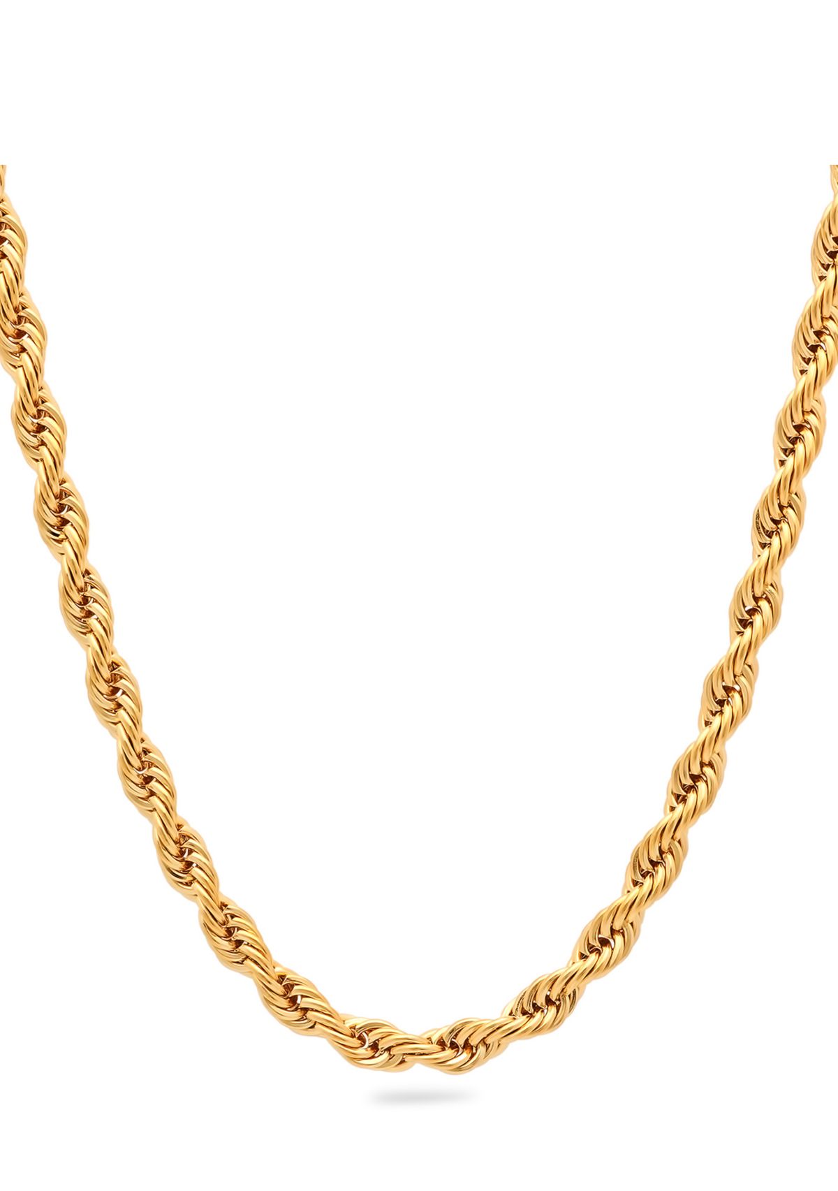 Mens Rope Link Chain Necklace in Stainless Steel