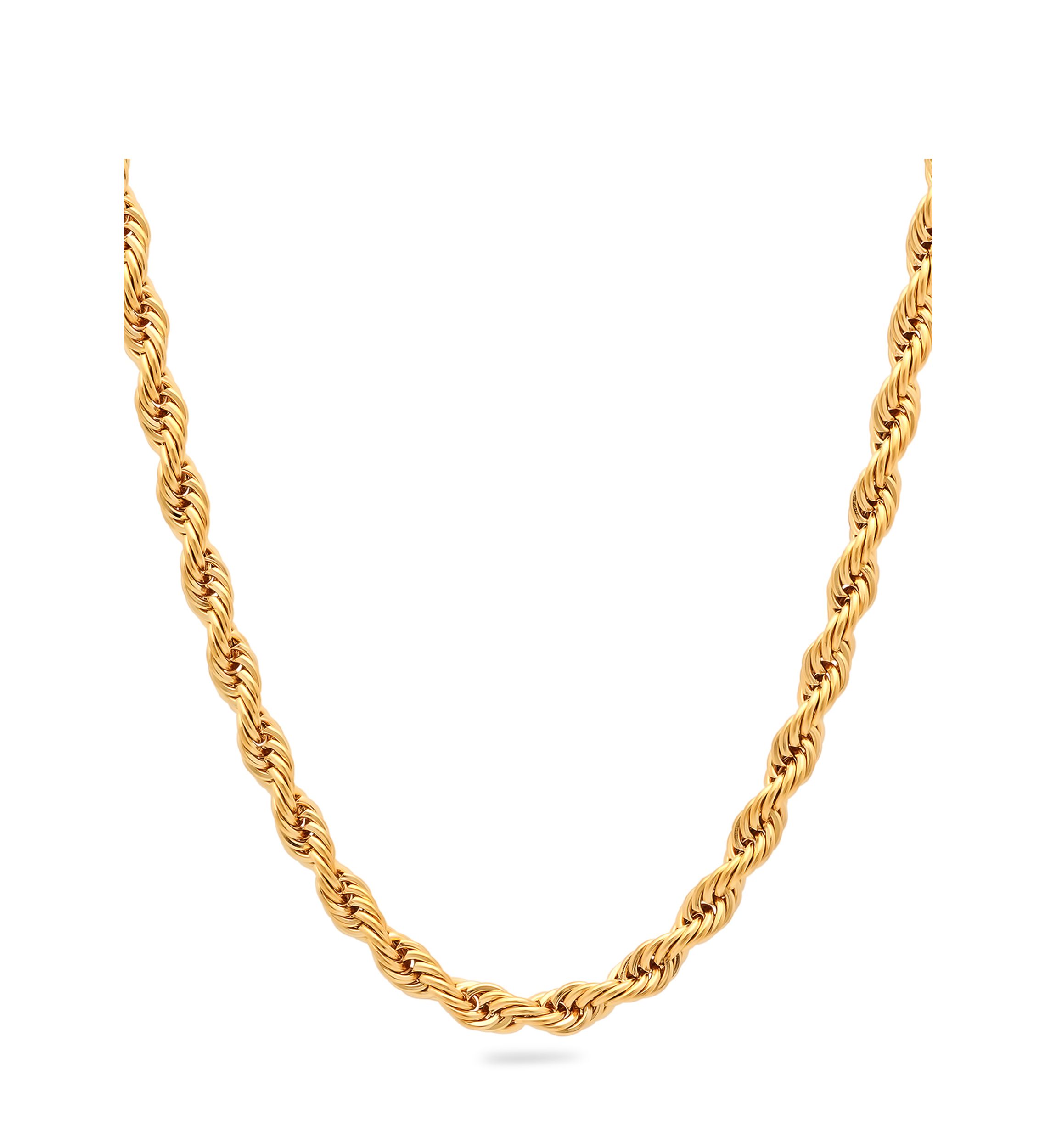 Mens Rope Link Chain Necklace in Stainless Steel