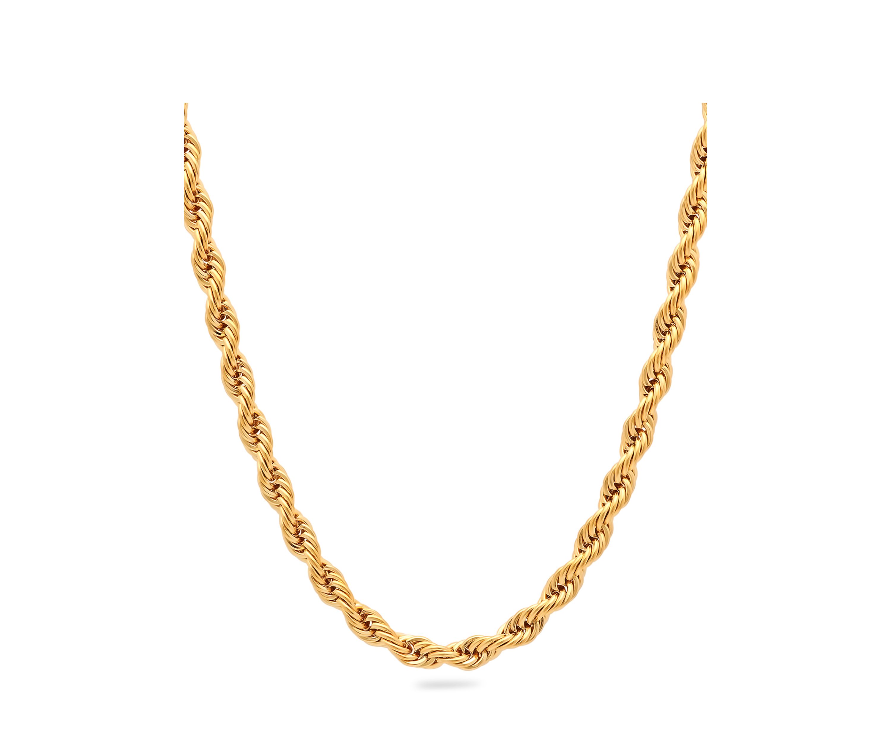 Mens Rope Link Chain Necklace in Stainless Steel