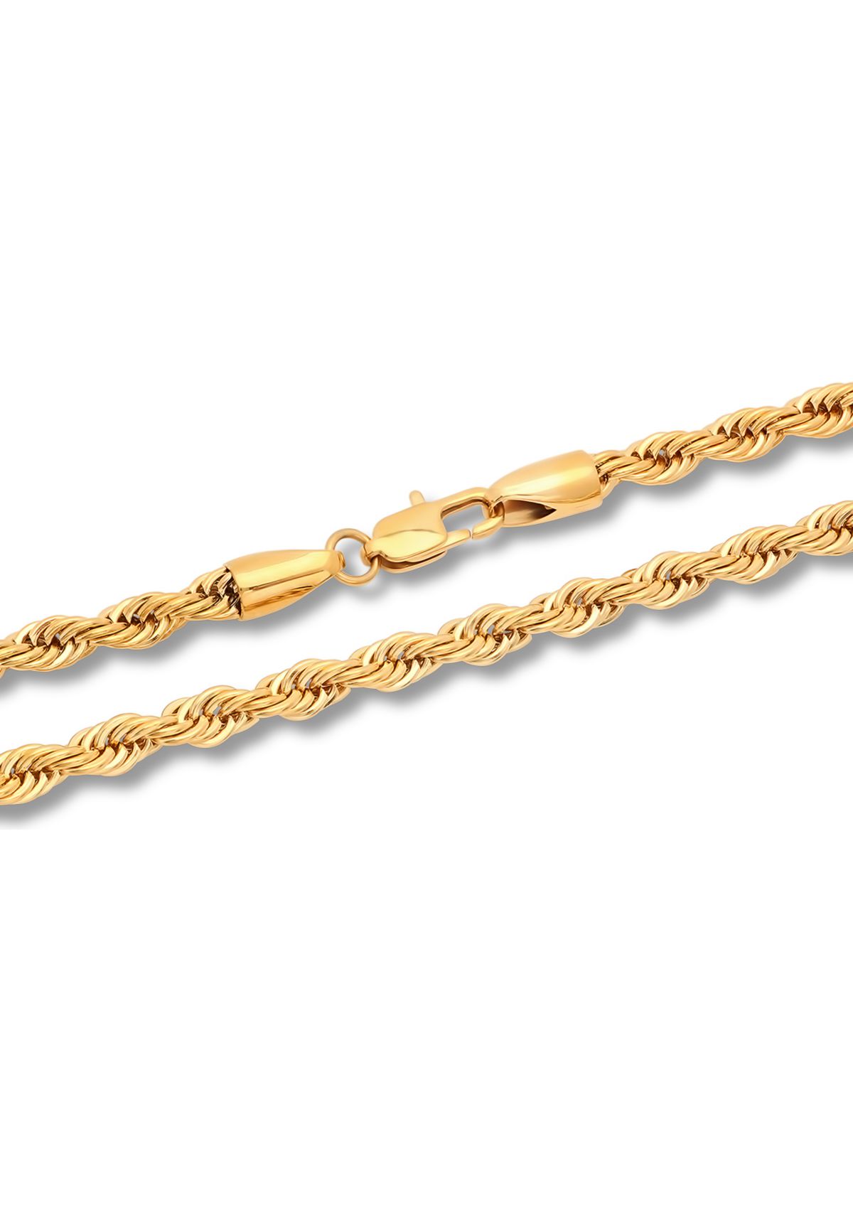 Mens Rope Link Chain Necklace in Stainless Steel