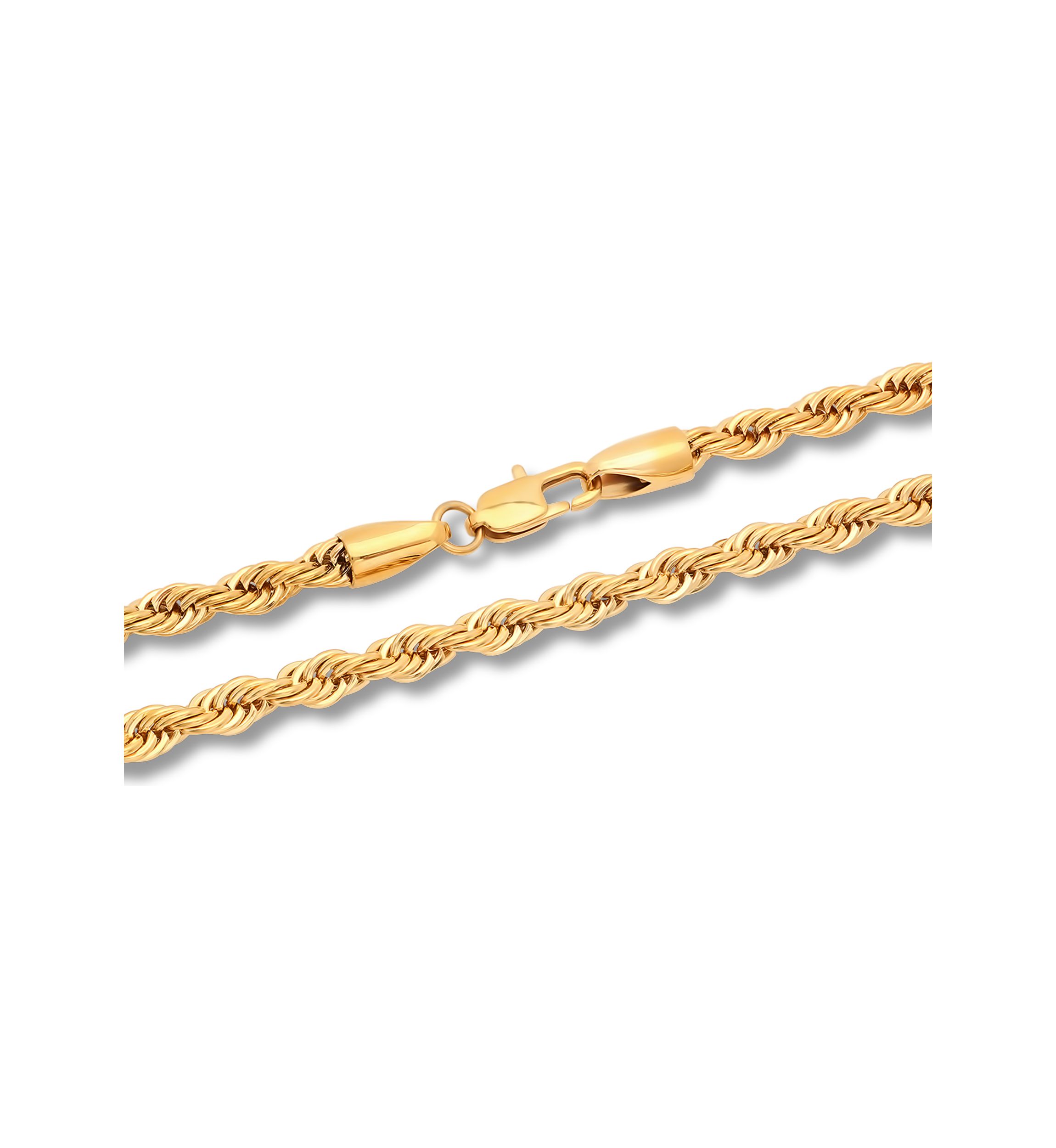 Mens Rope Link Chain Necklace in Stainless Steel