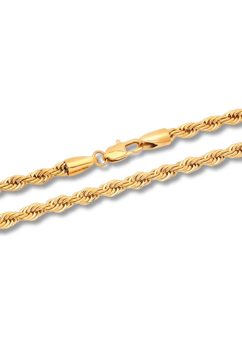 Mens Rope Link Chain Necklace in Stainless Steel