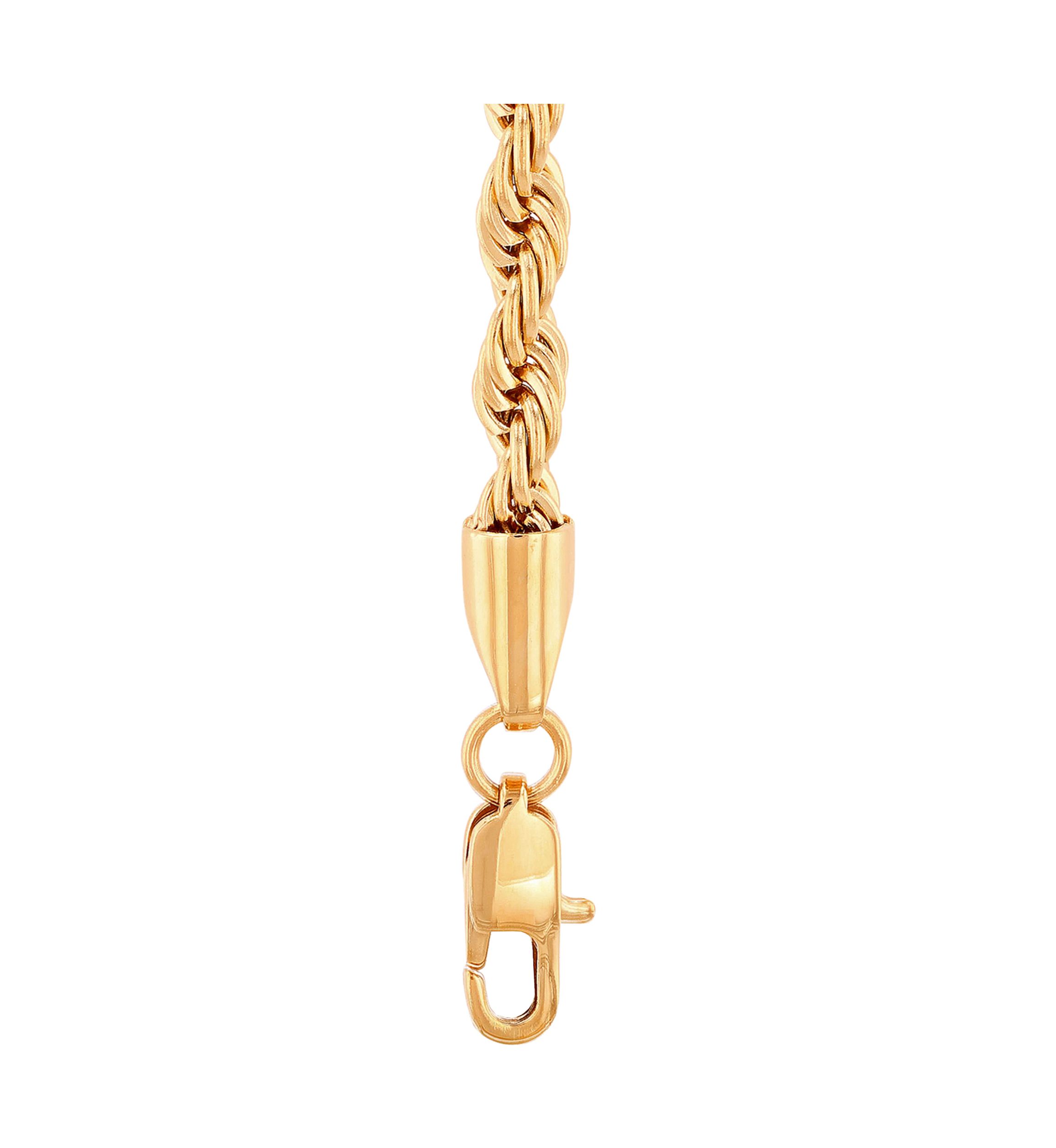Mens Rope Link Chain Necklace in Stainless Steel