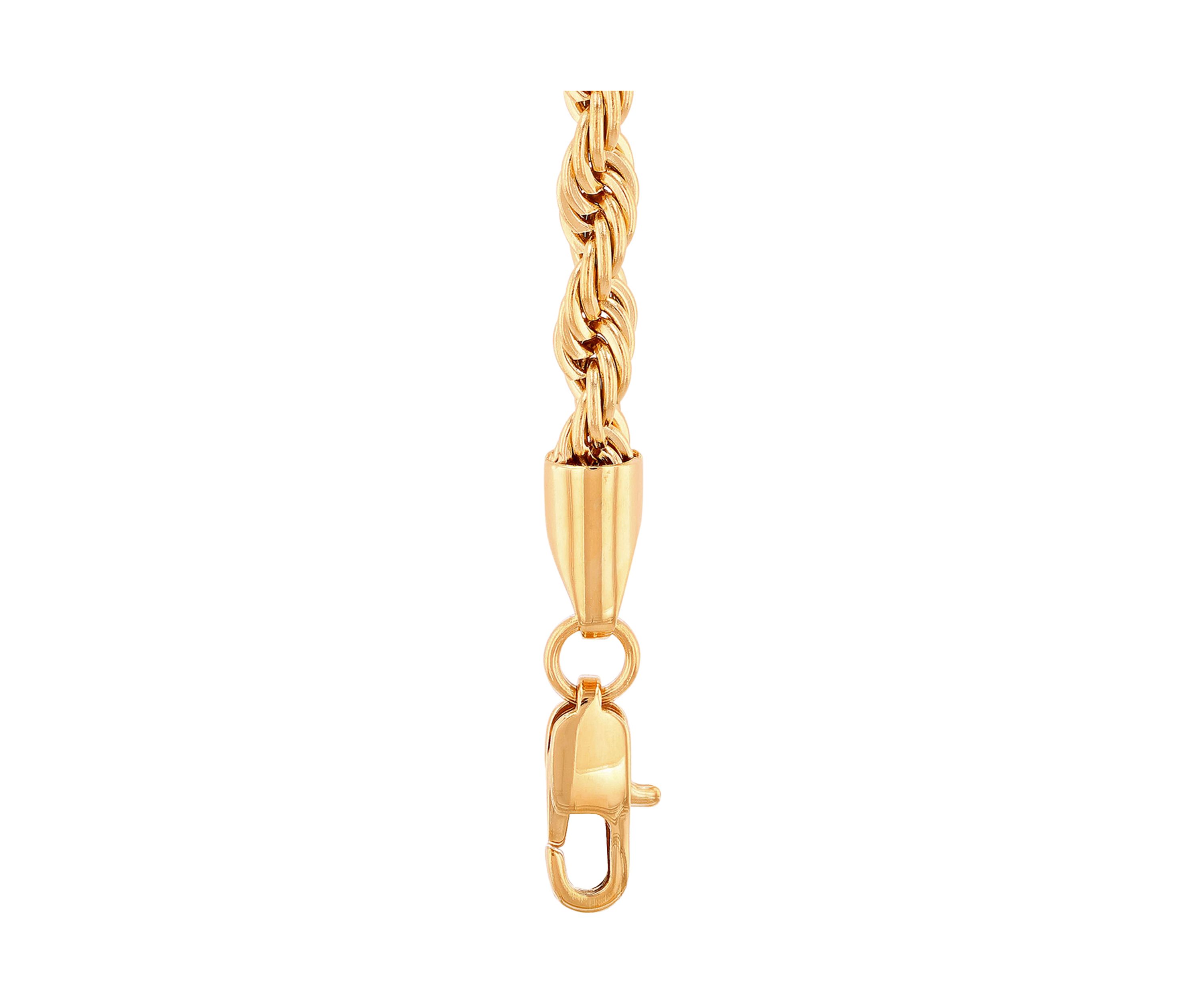 Mens Rope Link Chain Necklace in Stainless Steel