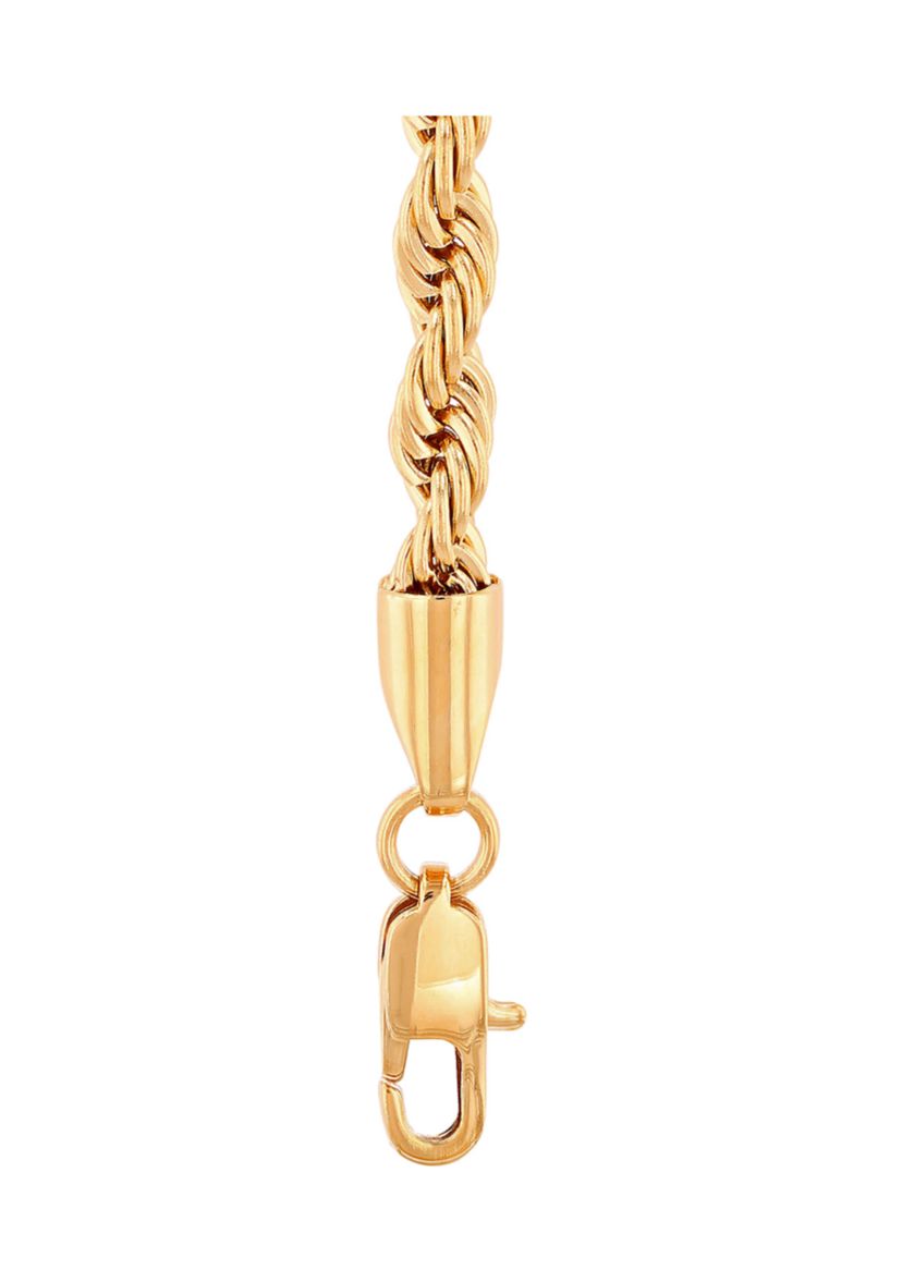 Mens Rope Link Chain Necklace in Stainless Steel