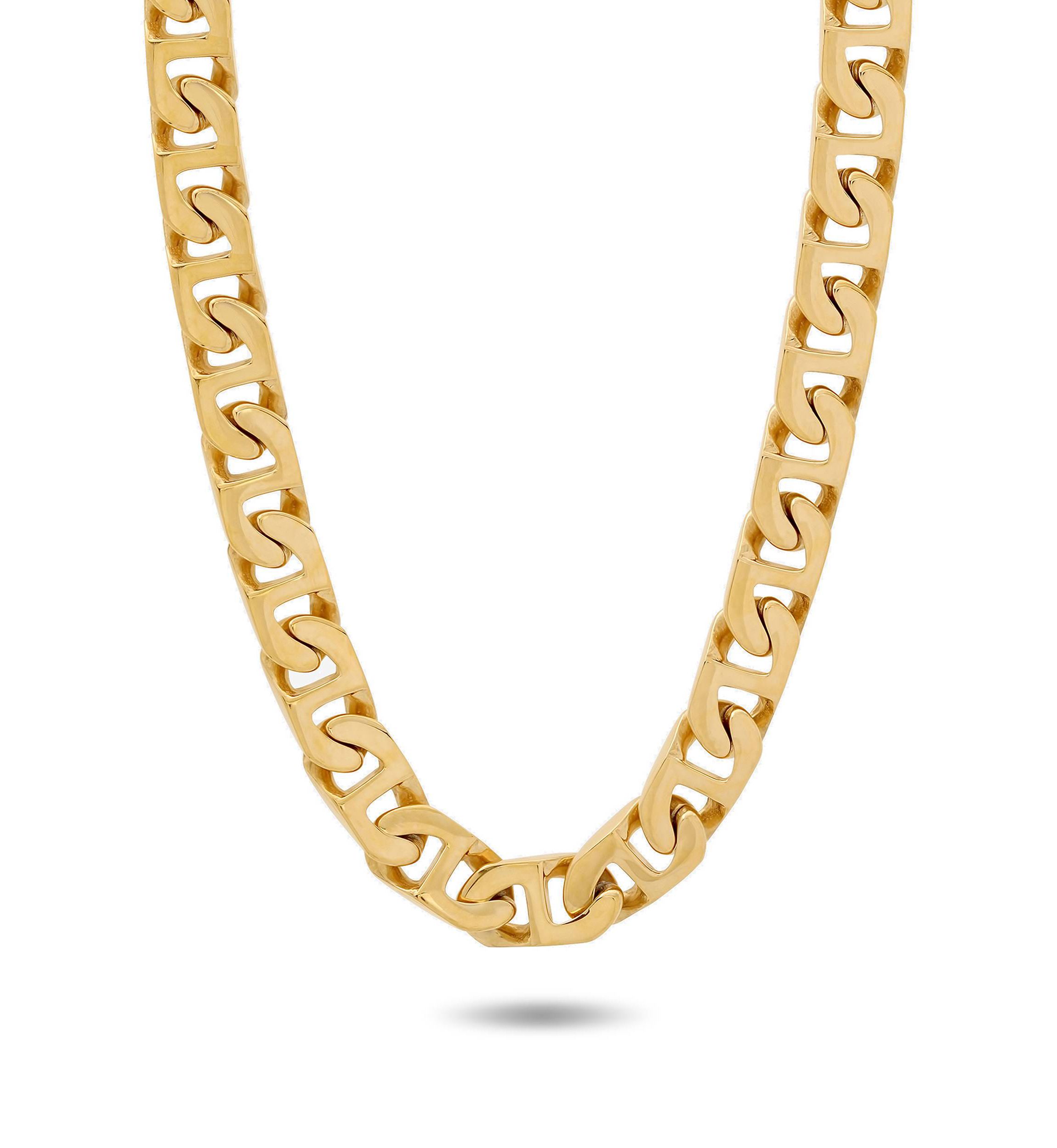Mens Stainless Steel Yellow Finish 24" Mariner Link Chain