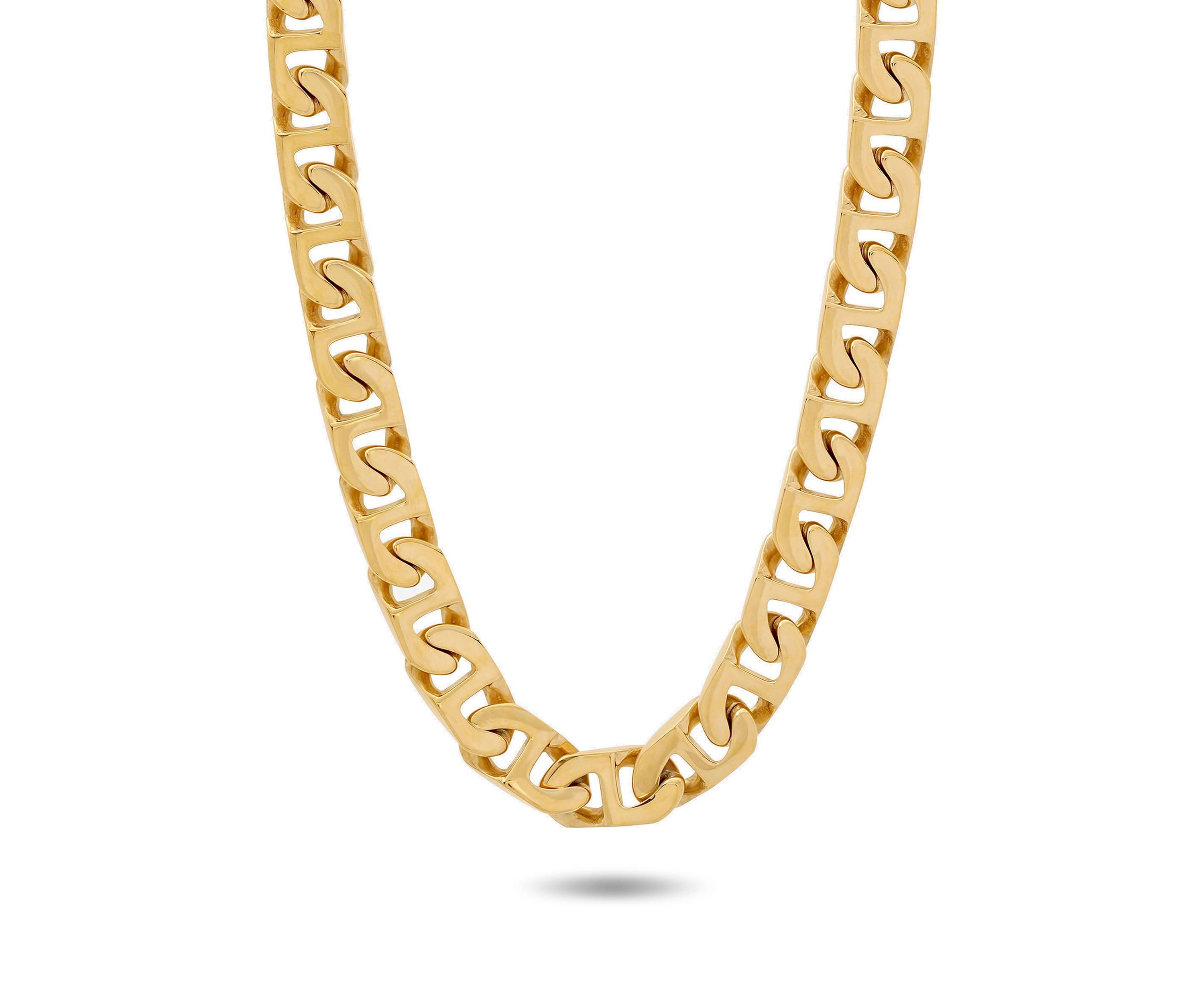 Mens Stainless Steel Yellow Finish 24" Mariner Link Chain