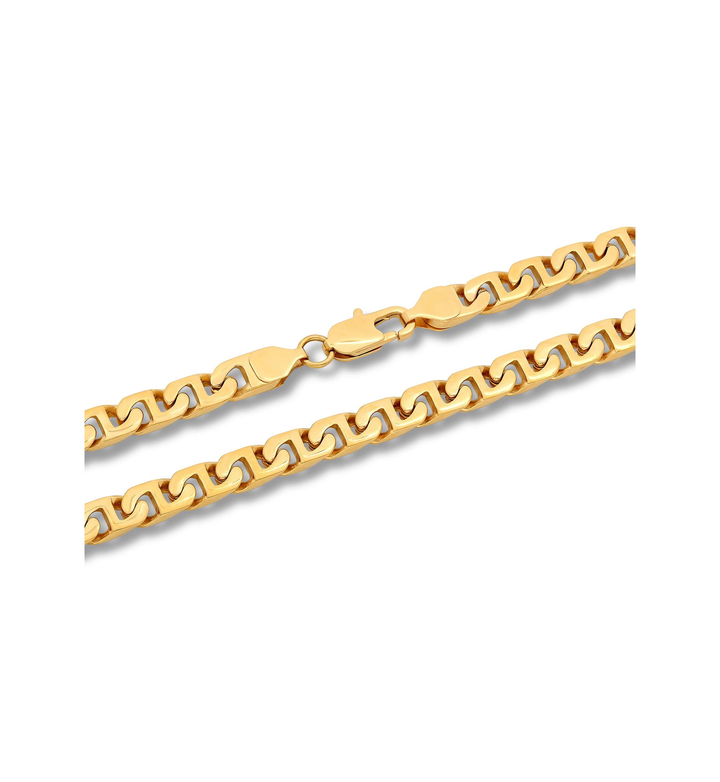 Mens Stainless Steel Yellow Finish 24" Mariner Link Chain