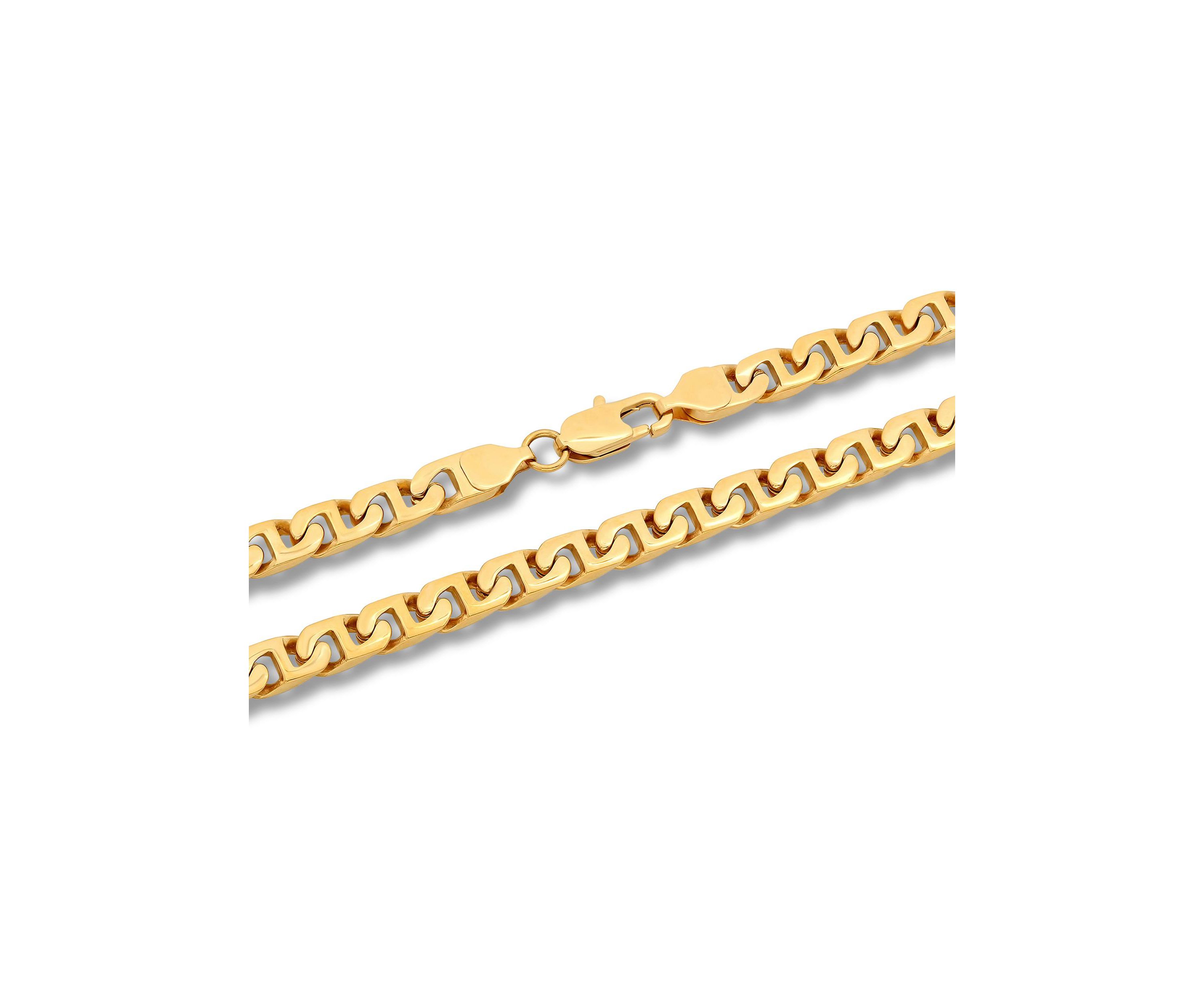 Mens Stainless Steel Yellow Finish 24" Mariner Link Chain