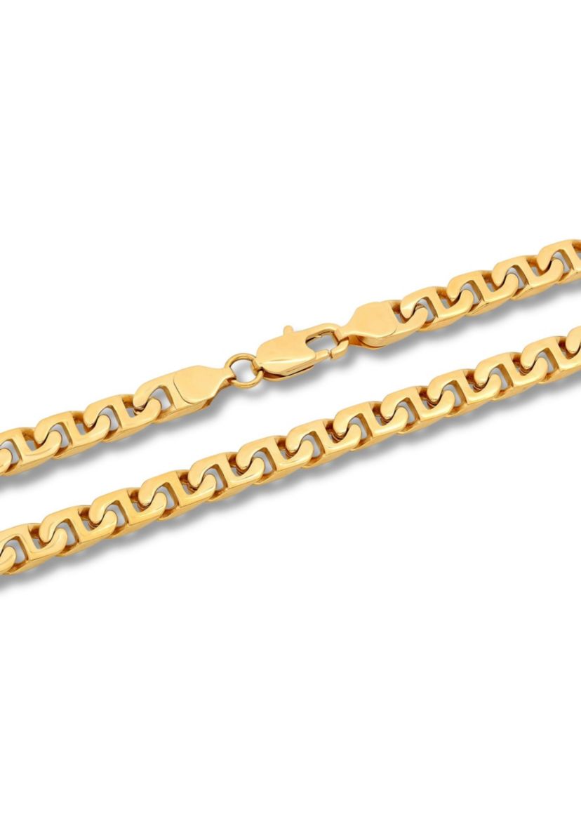 Mens Stainless Steel Yellow Finish 24" Mariner Link Chain