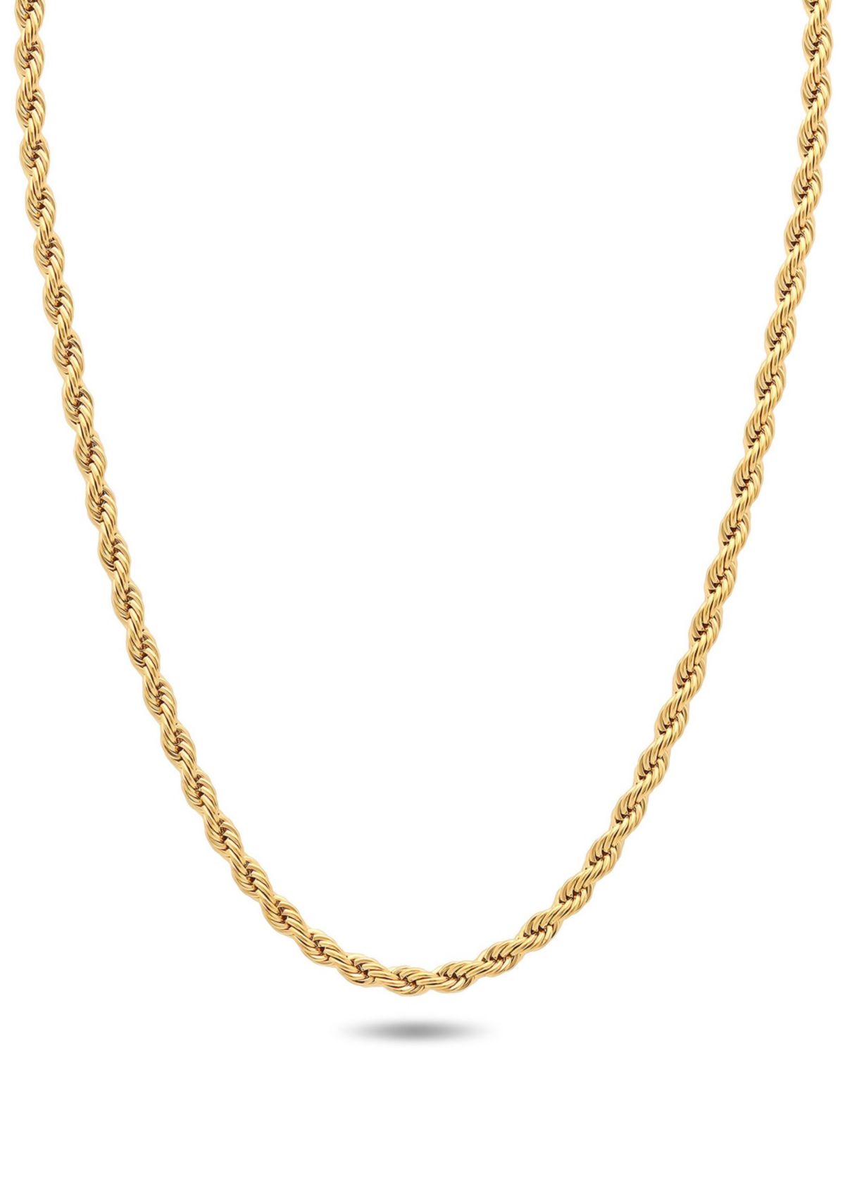 Mens Stainless Steel Yellow Finish 24" Rope Chain