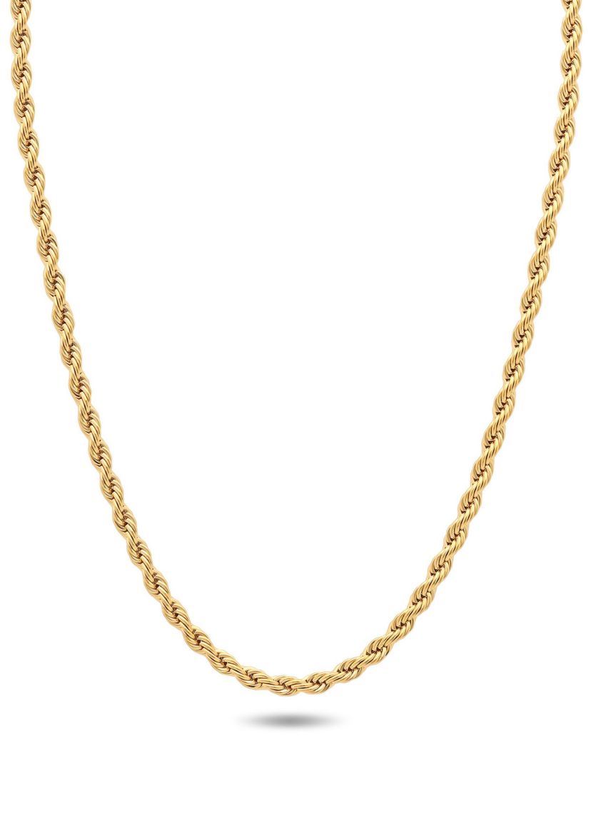 Mens Stainless Steel Yellow Finish 24" Rope Chain