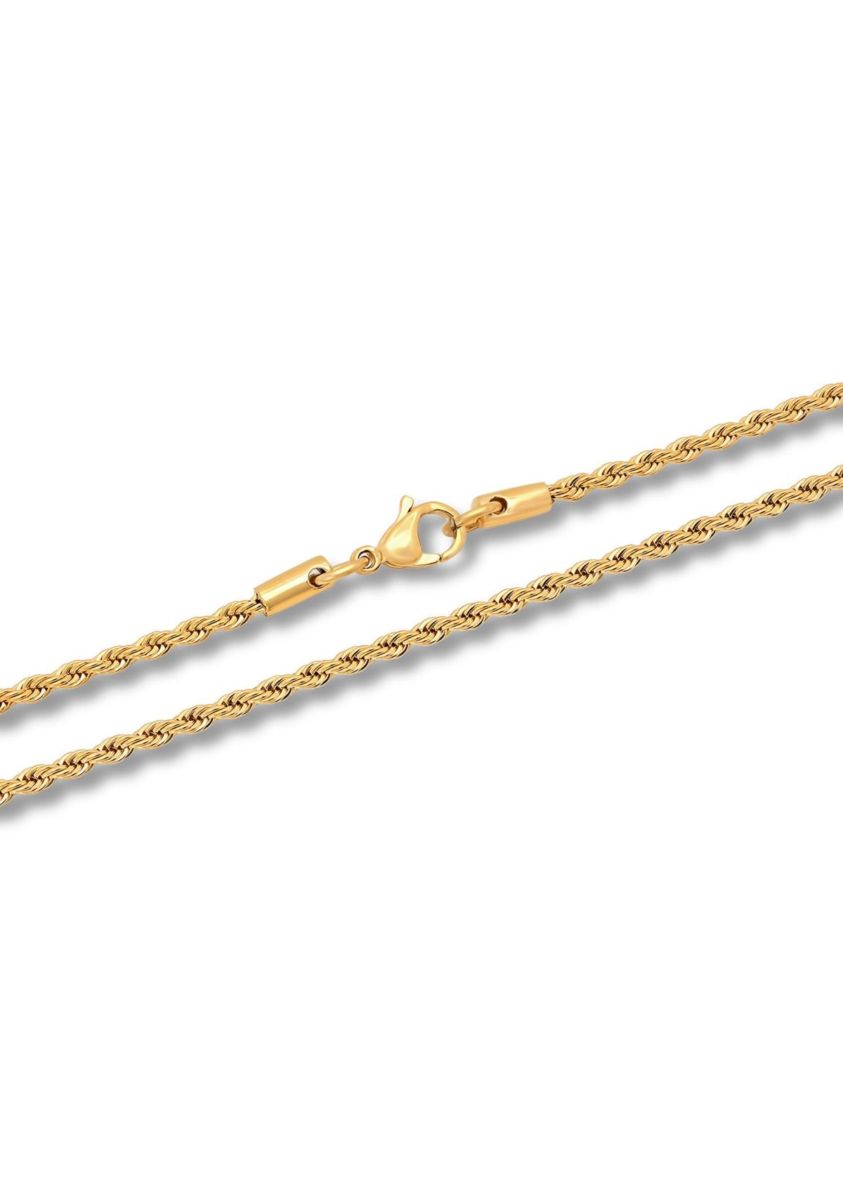 Mens Stainless Steel Yellow Finish 24" Rope Chain