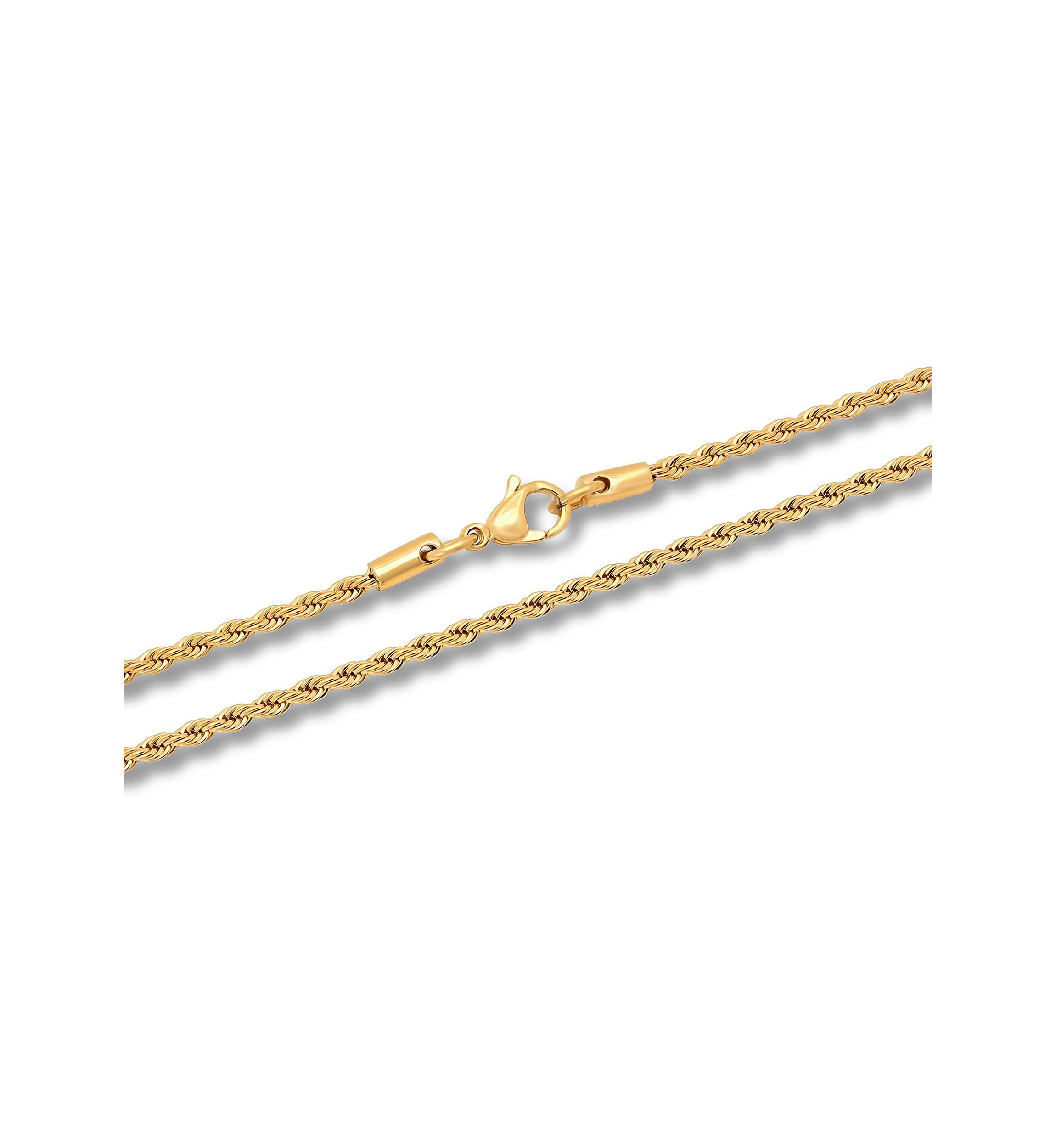 Mens Stainless Steel Yellow Finish 24" Rope Chain