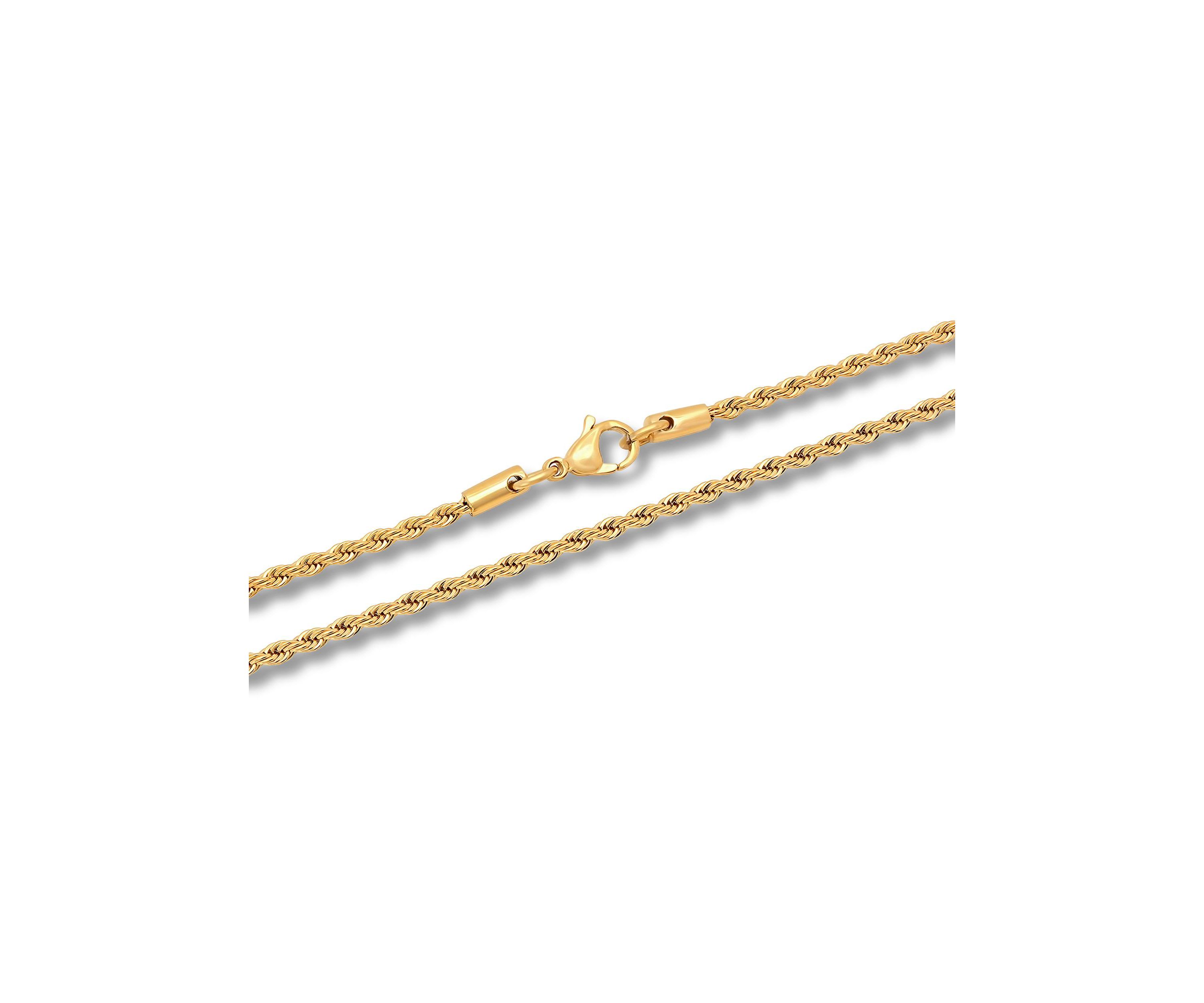 Mens Stainless Steel Yellow Finish 24" Rope Chain