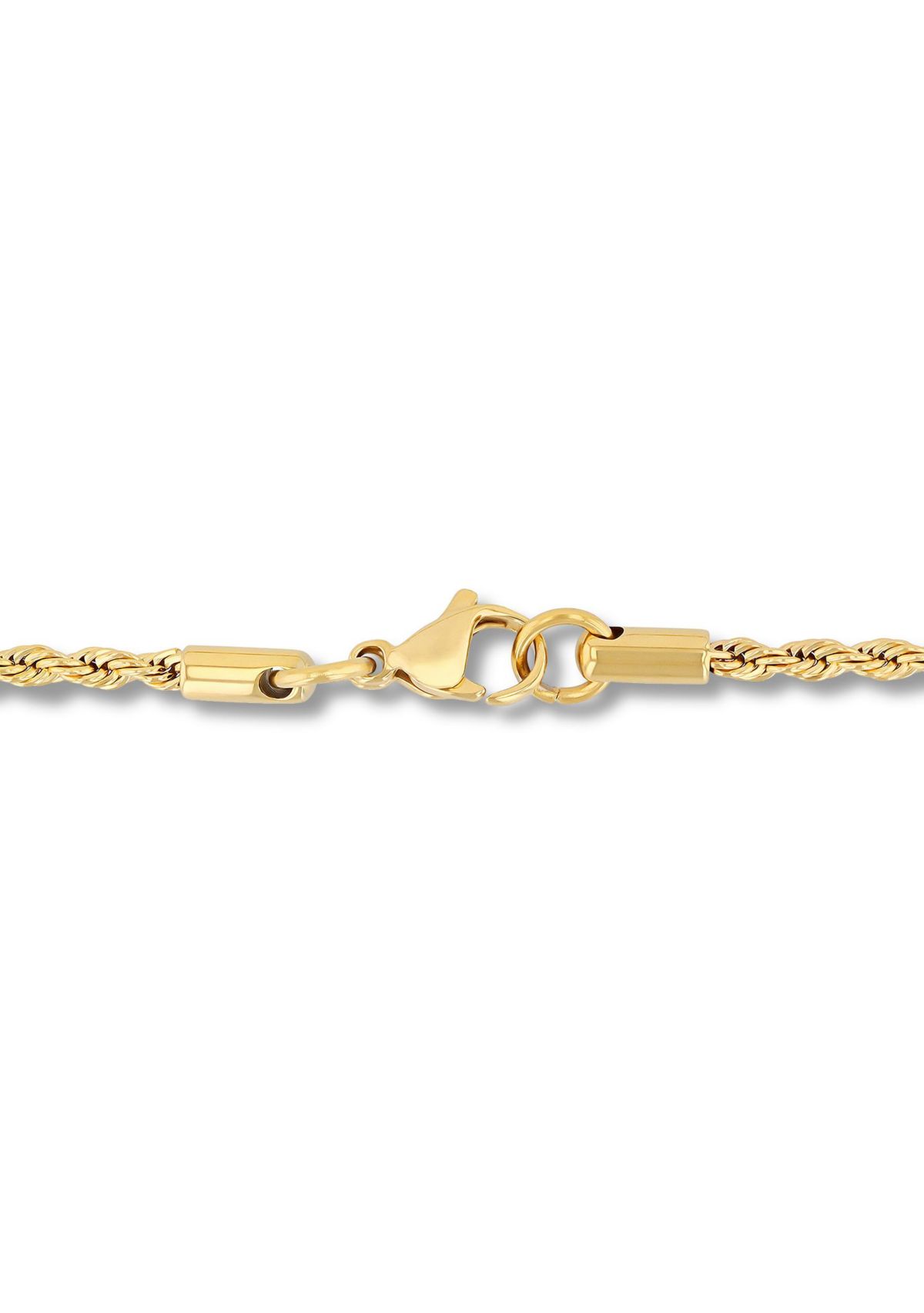 Mens Stainless Steel Yellow Finish 24" Rope Chain
