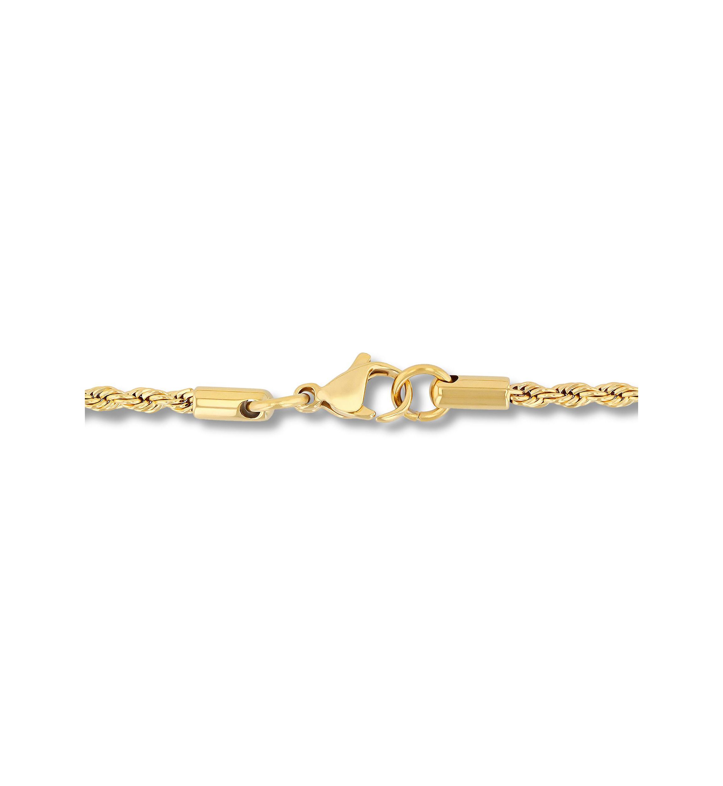 Mens Stainless Steel Yellow Finish 24" Rope Chain