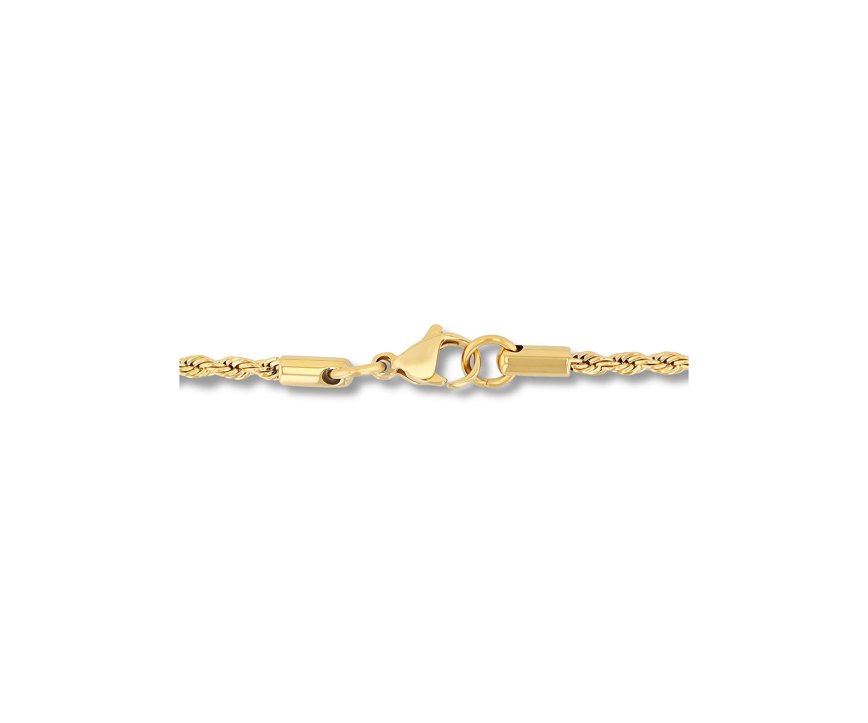 Mens Stainless Steel Yellow Finish 24" Rope Chain