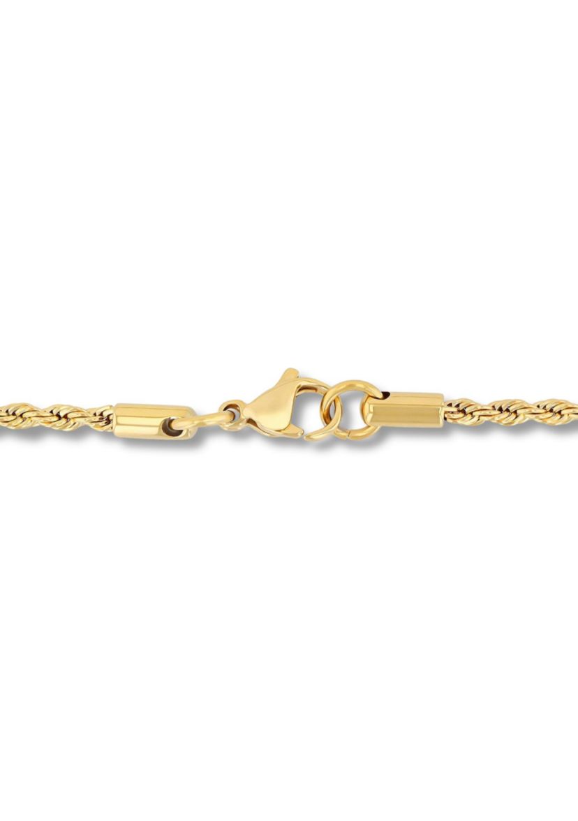 Mens Stainless Steel Yellow Finish 24" Rope Chain