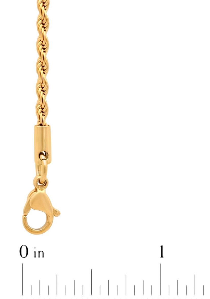 Mens Stainless Steel Yellow Finish 24" Rope Chain