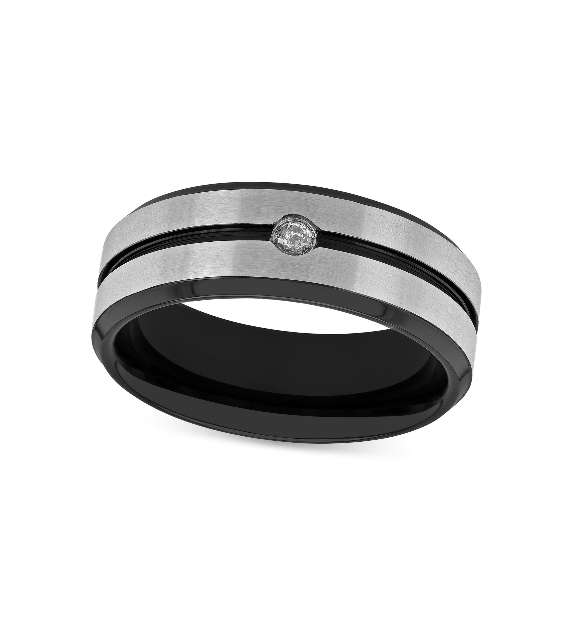 0.05 c.t. Diamond Stripe 8mm Band in Stainless Steel