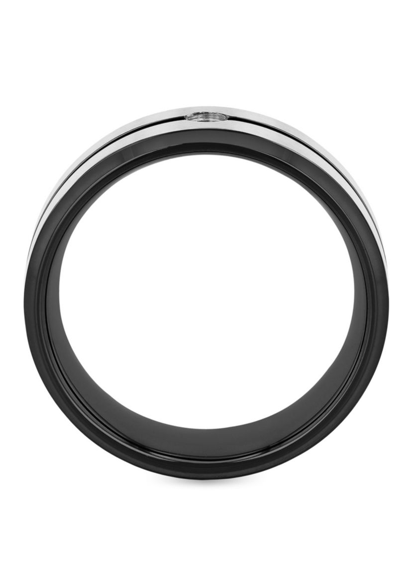 0.05 c.t. Diamond Stripe 8mm Band in Stainless Steel
