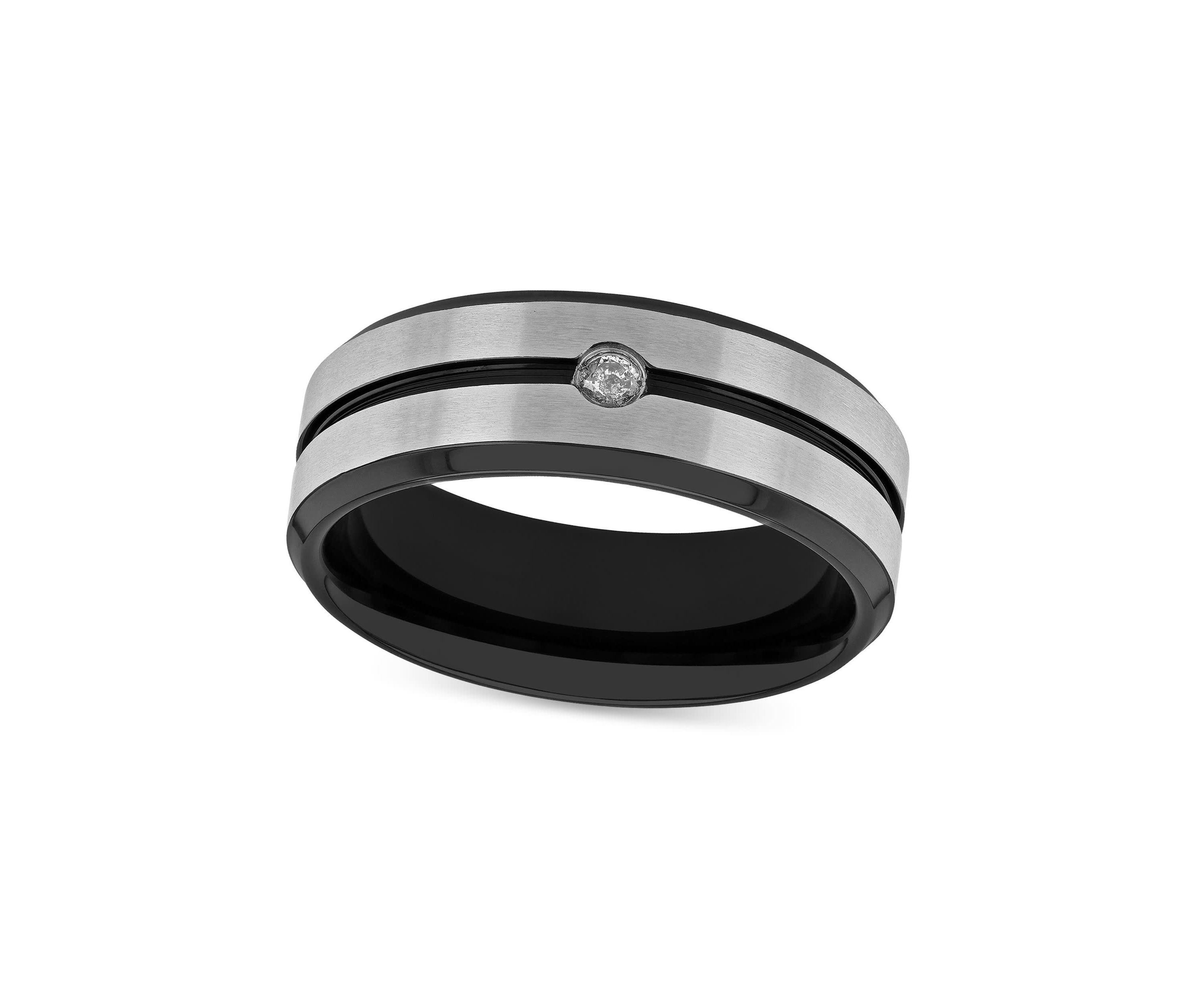 0.05 c.t. Diamond Stripe 8mm Band in Stainless Steel