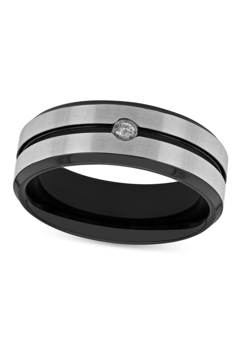 0.05 c.t. Diamond Stripe 8mm Band in Stainless Steel