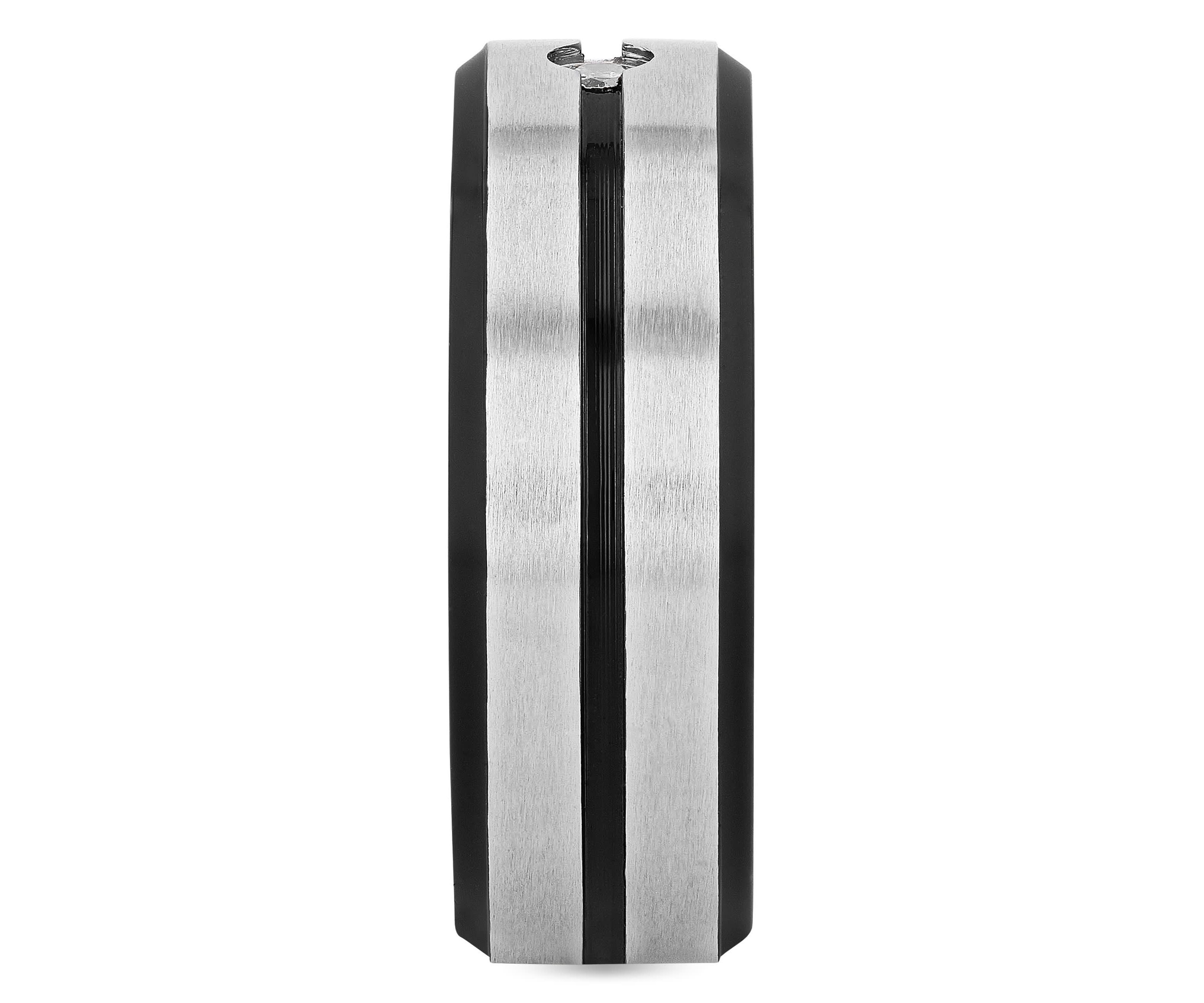 0.05 c.t. Diamond Stripe 8mm Band in Stainless Steel