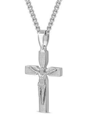 The Lord's Prayer Crucifix Pendant in Stainless Steel