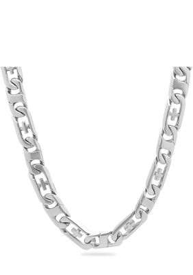 Curb and Cross Link Chain Necklace in Stainless Steel