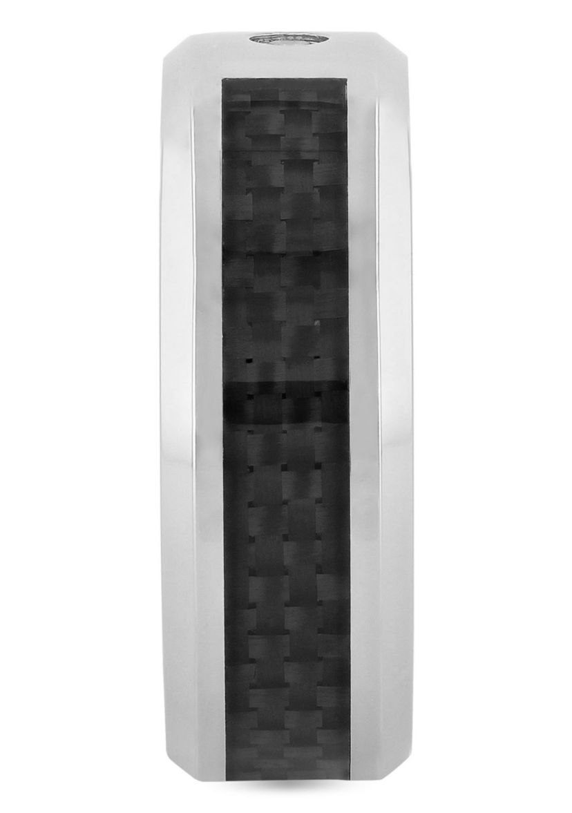 0.05 c.t. Diamond Carbon Fiber Inlay 8mm Band in Stainless Steel