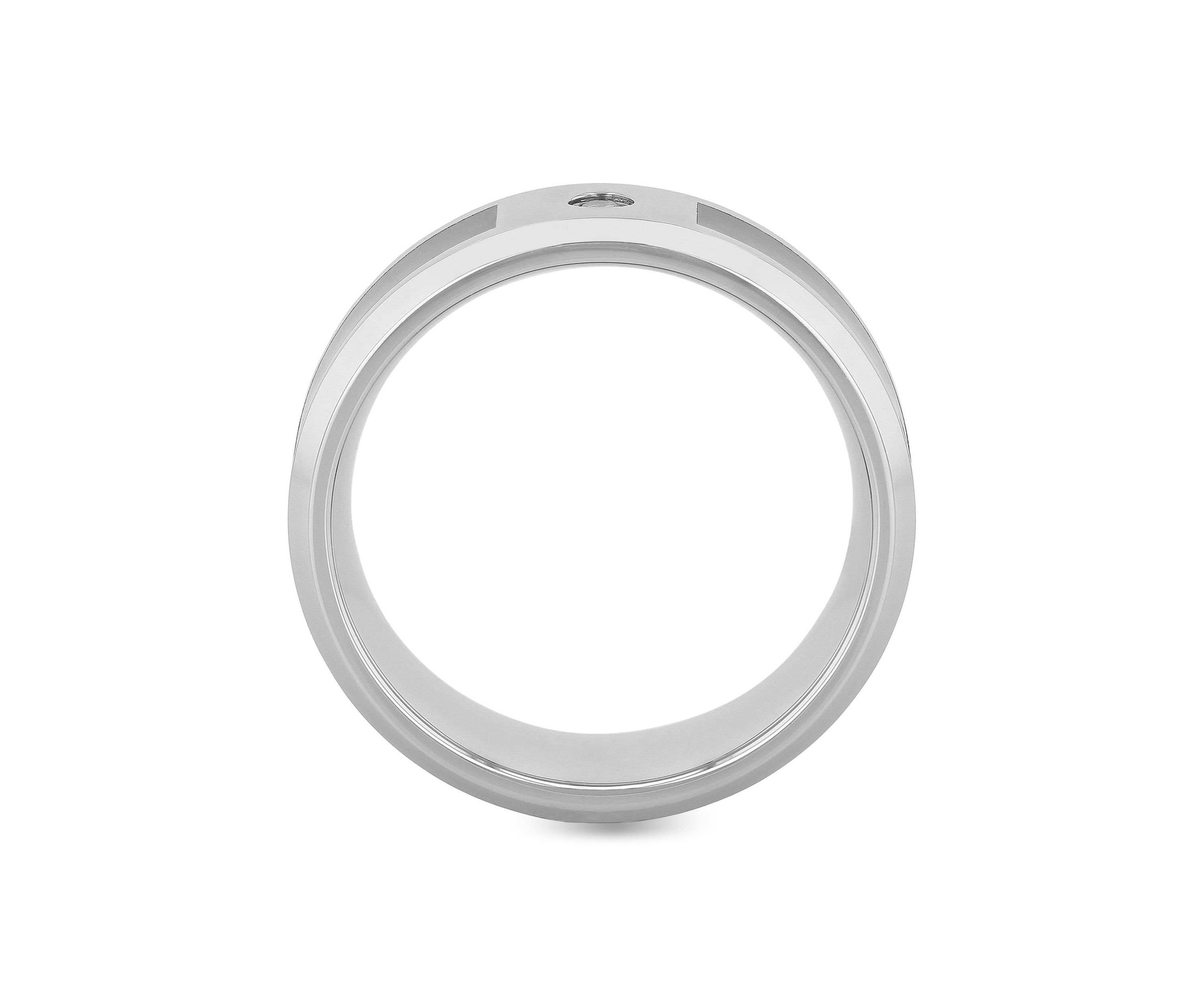 0.05 c.t. Diamond Carbon Fiber Inlay 8mm Band in Stainless Steel