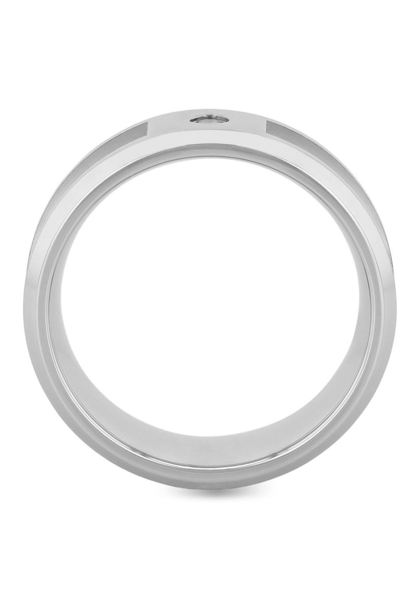 0.05 c.t. Diamond Carbon Fiber Inlay 8mm Band in Stainless Steel