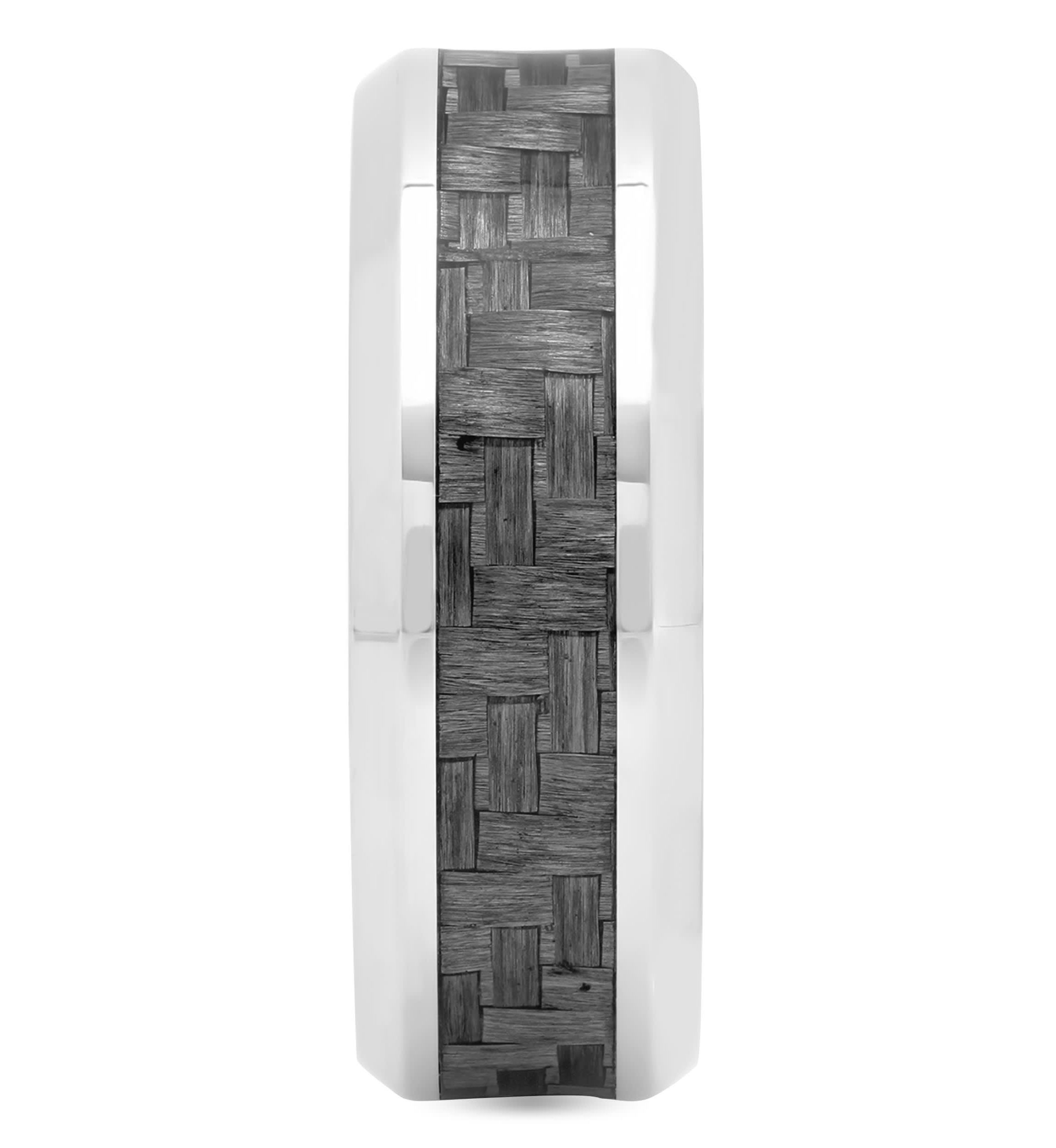 Patterned Inlay Step Edge 8mm Band in Two-tone Stainless Steel