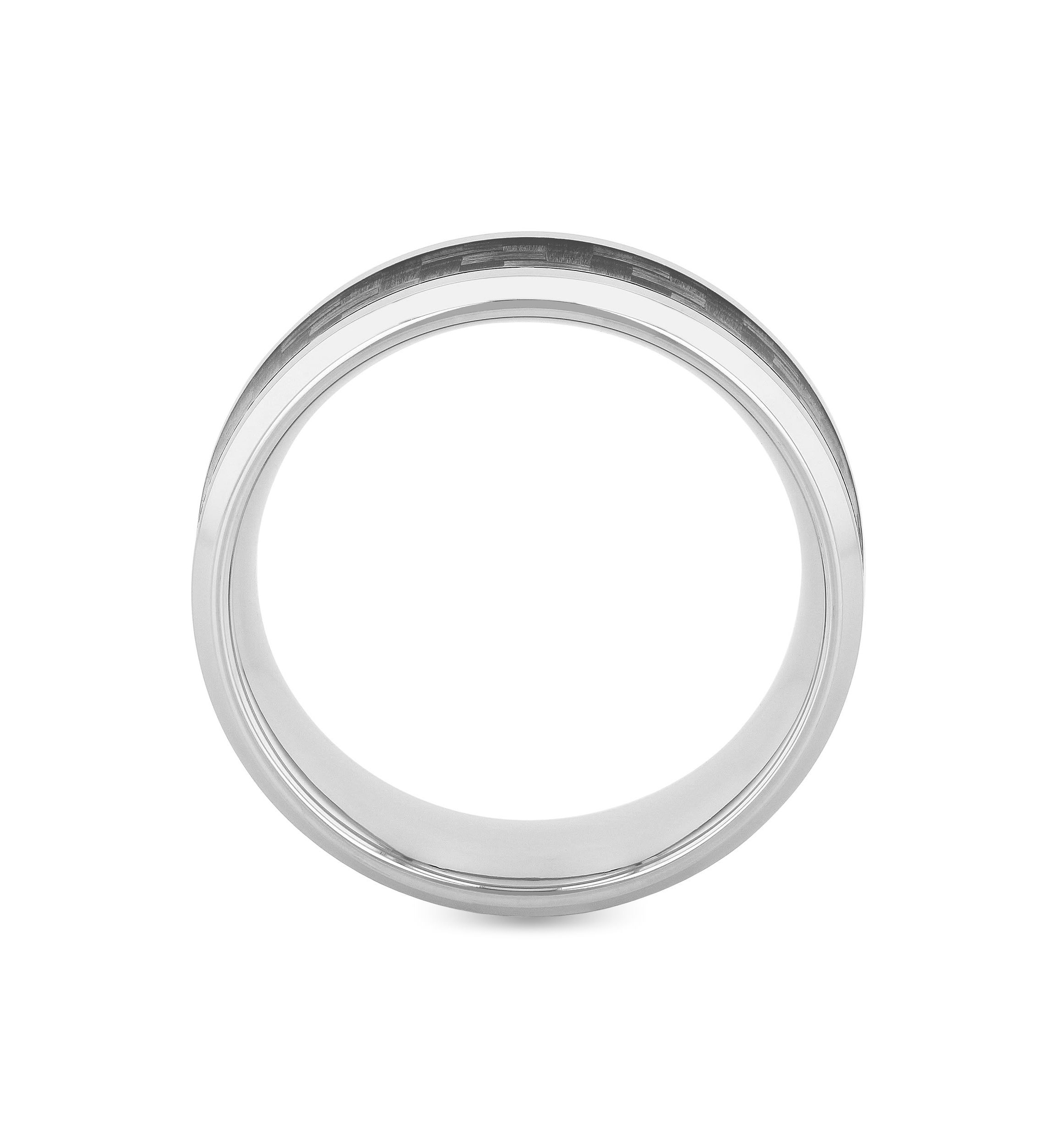 Patterned Inlay Step Edge 8mm Band in Two-tone Stainless Steel