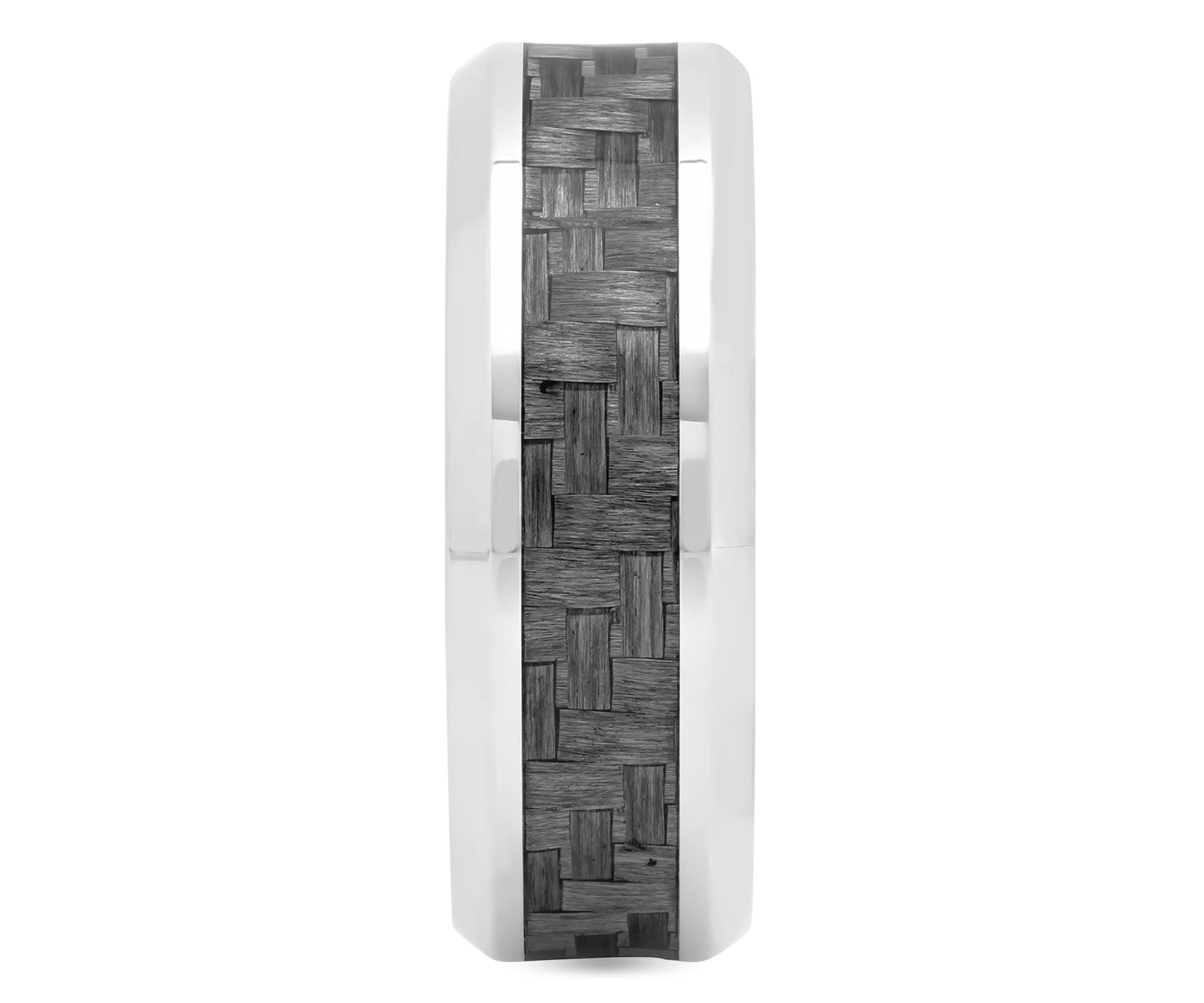 Patterned Inlay Step Edge 8mm Band in Two-tone Stainless Steel