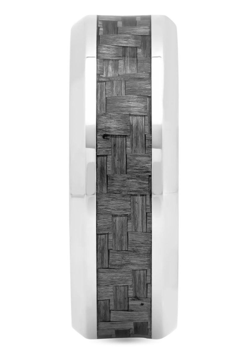Patterned Inlay Step Edge 8mm Band in Two-tone Stainless Steel