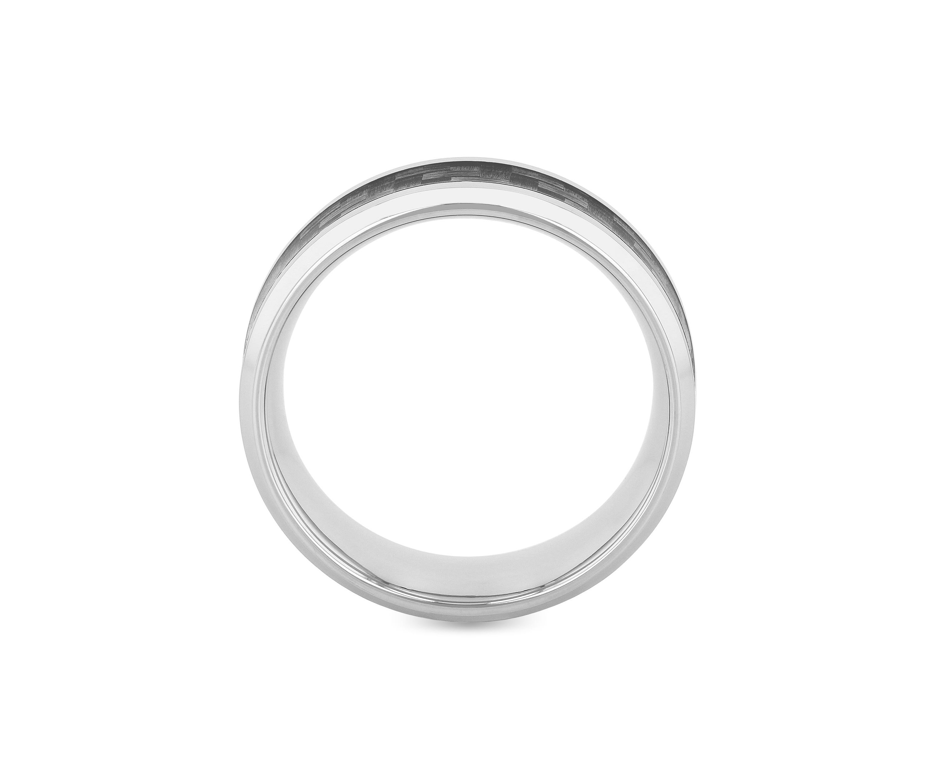 Patterned Inlay Step Edge 8mm Band in Two-tone Stainless Steel