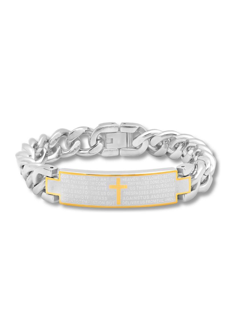 The Lords Prayer ID Link Bracelet in Two-Tone Stainless Steel