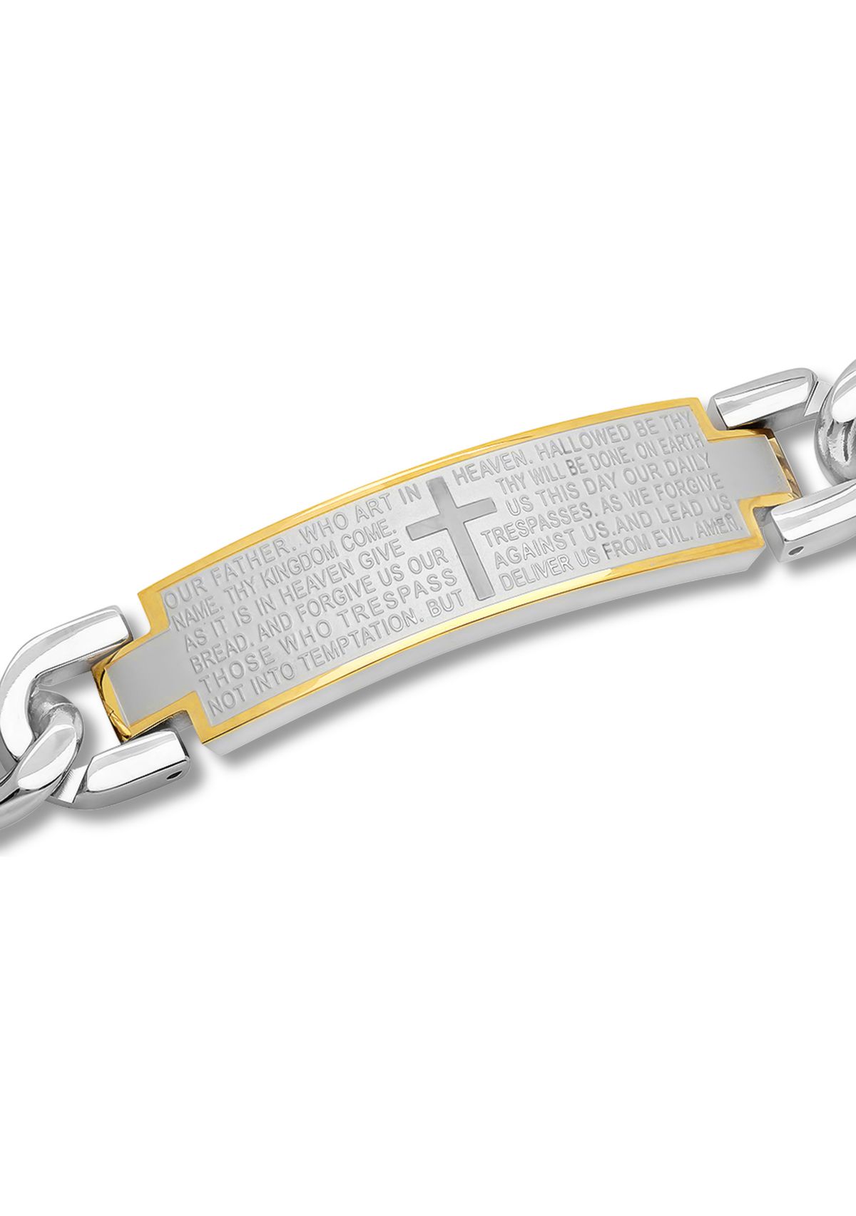 The Lords Prayer ID Link Bracelet in Two-Tone Stainless Steel