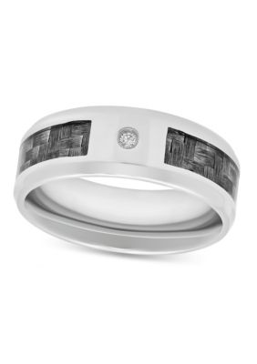 Belk & Co Men's 0.03 c.t. Diamond Patterned Inlay 8mm Beveled Band in Stainless Steel, Silver, 12.5 -  0843454029452