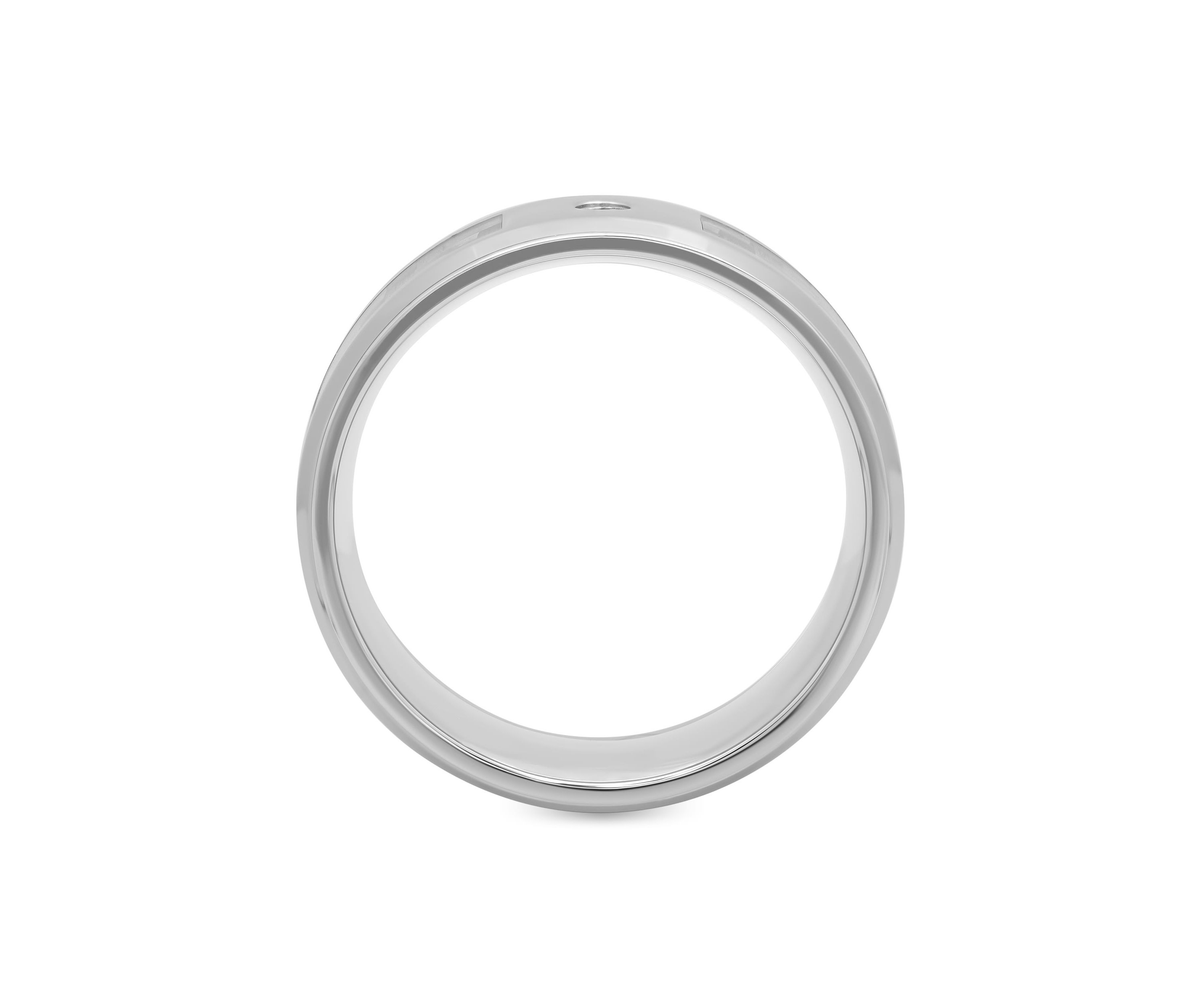 0.03 c.t. Diamond Patterned Inlay 8mm Beveled Band in Stainless Steel