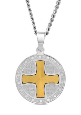 The Lord's Prayer Medallion Pendant in Two-Tone Stainless Steel