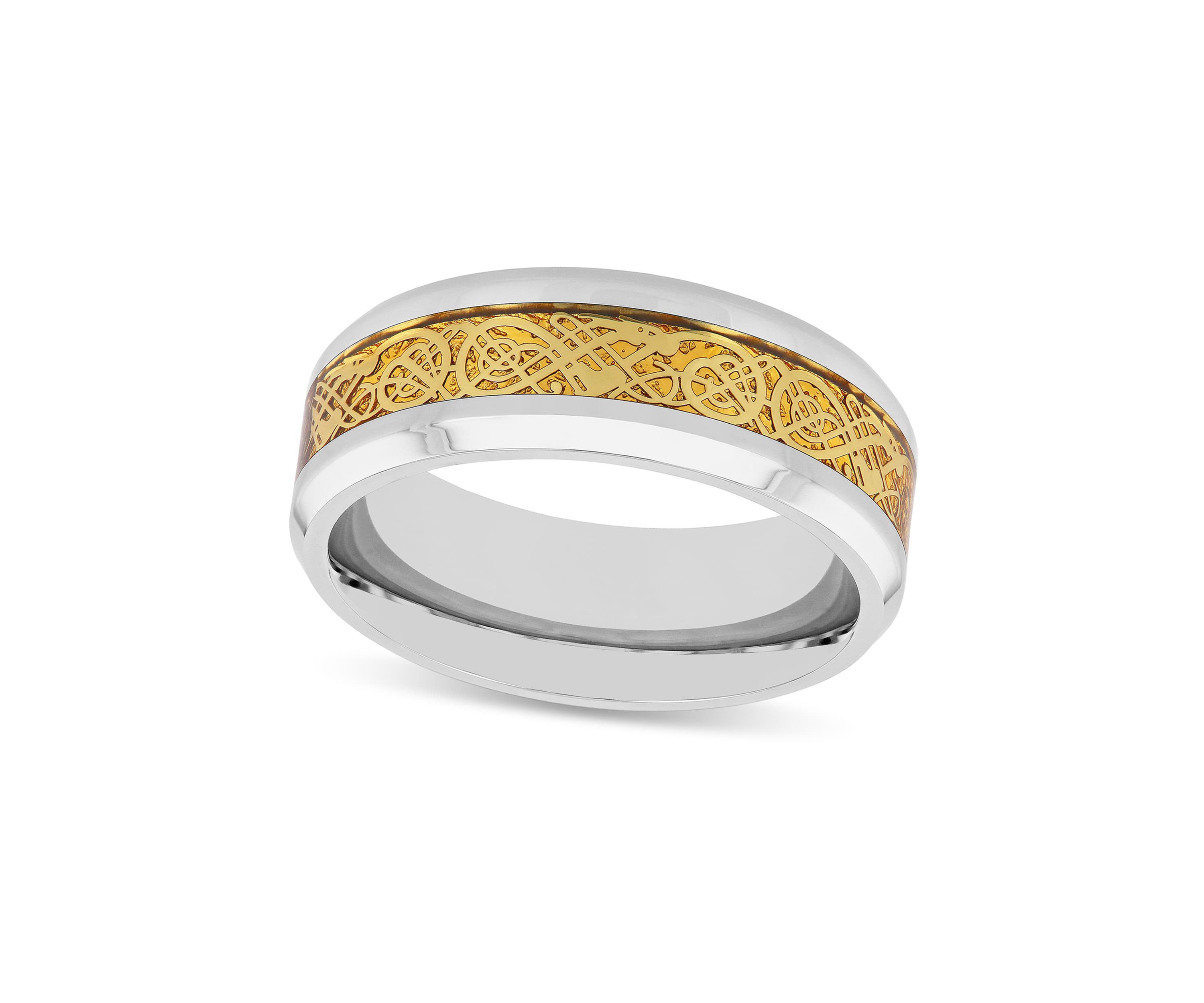 Gold-tone Inlay 8mm Band in Stainless Steel