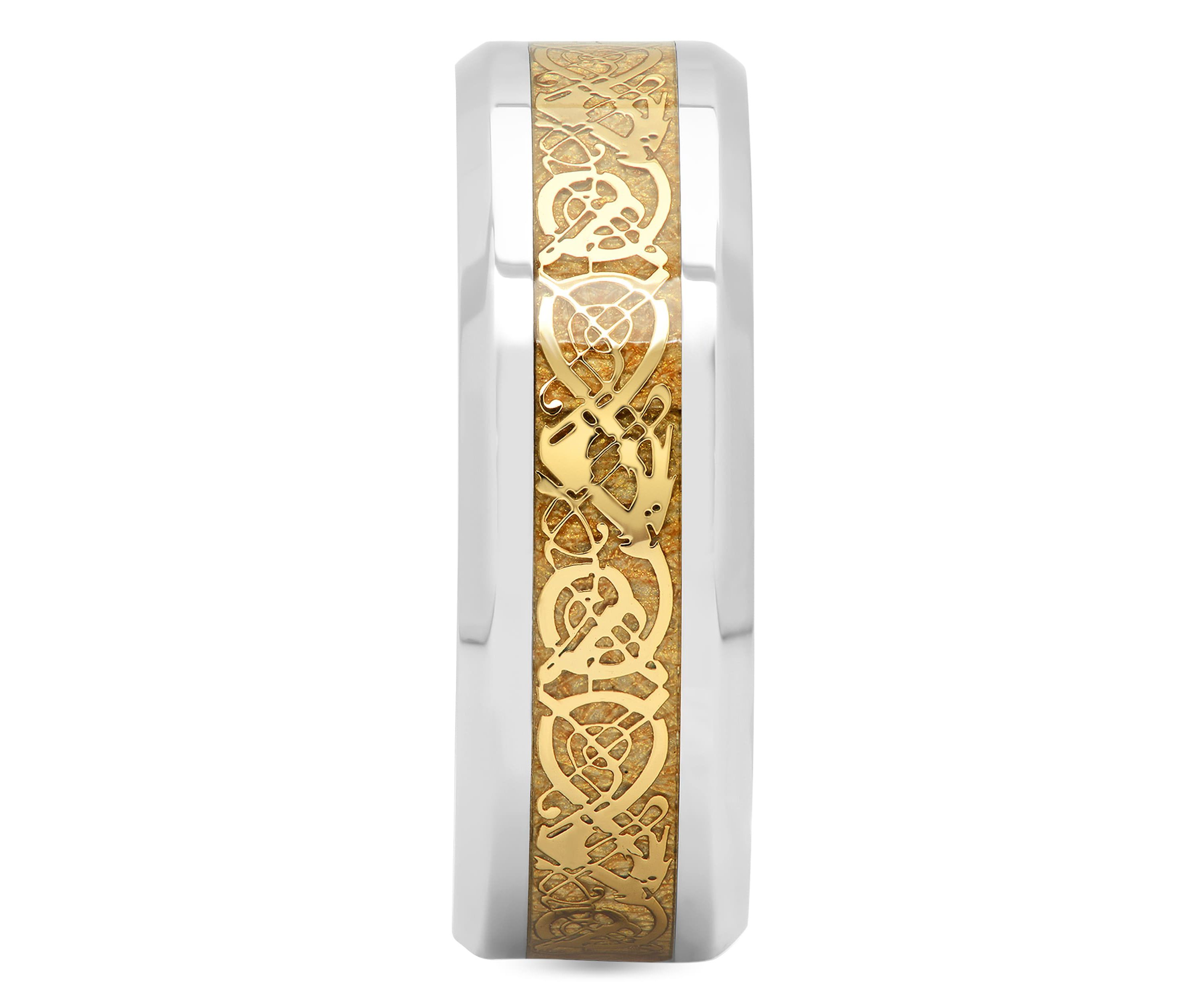 Gold-tone Inlay 8mm Band in Stainless Steel