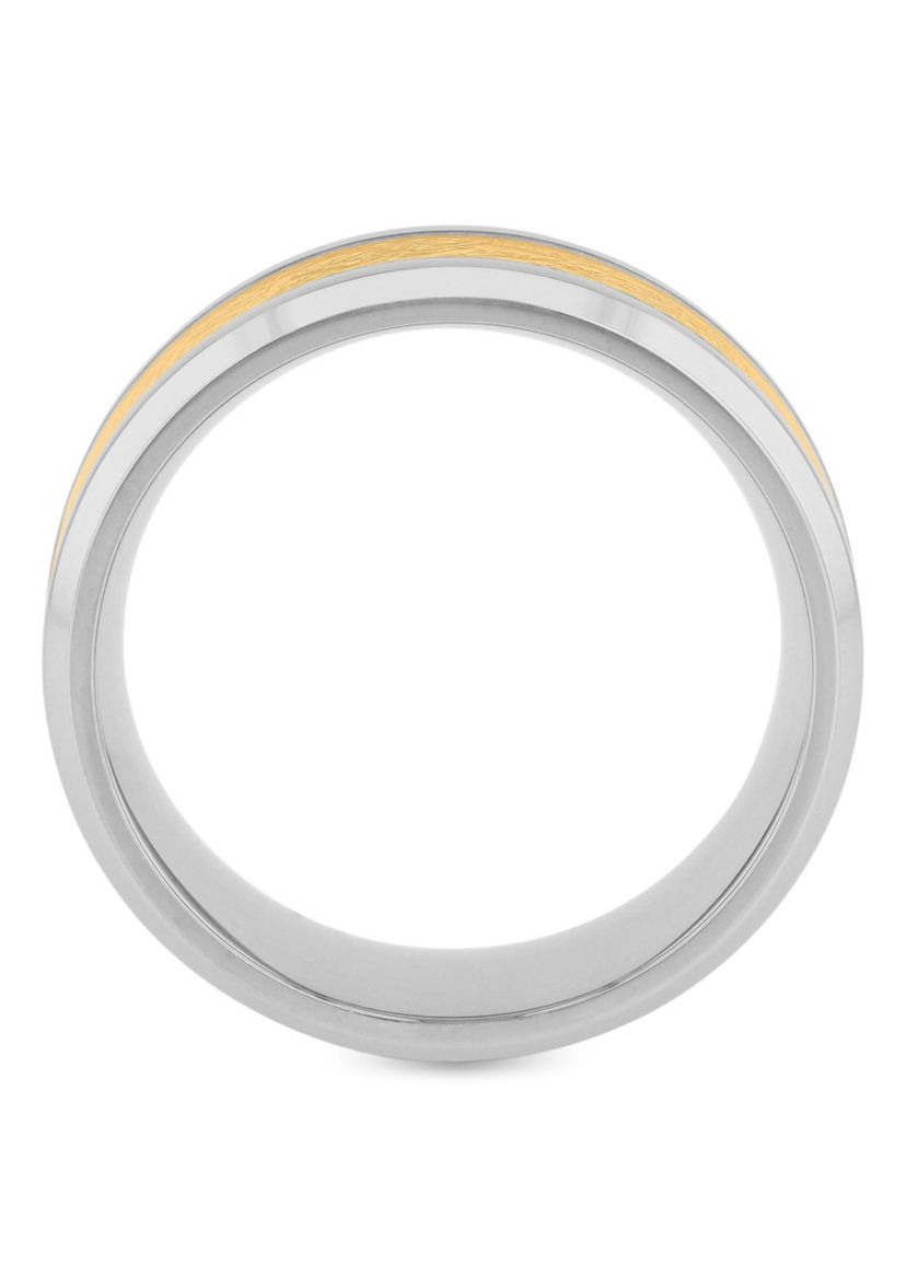Gold-tone Inlay 8mm Band in Stainless Steel