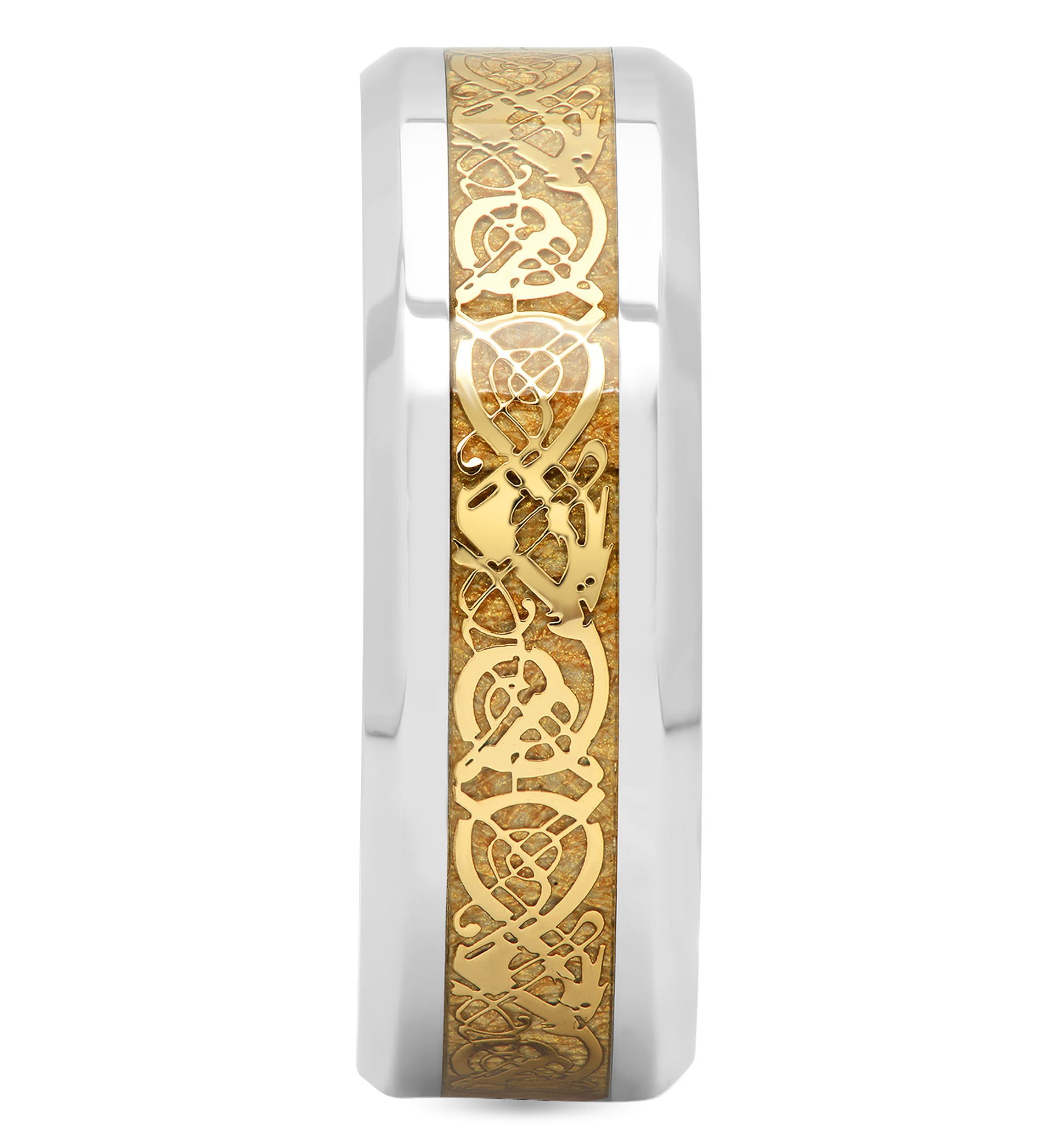 Gold-tone Inlay 8mm Band in Stainless Steel